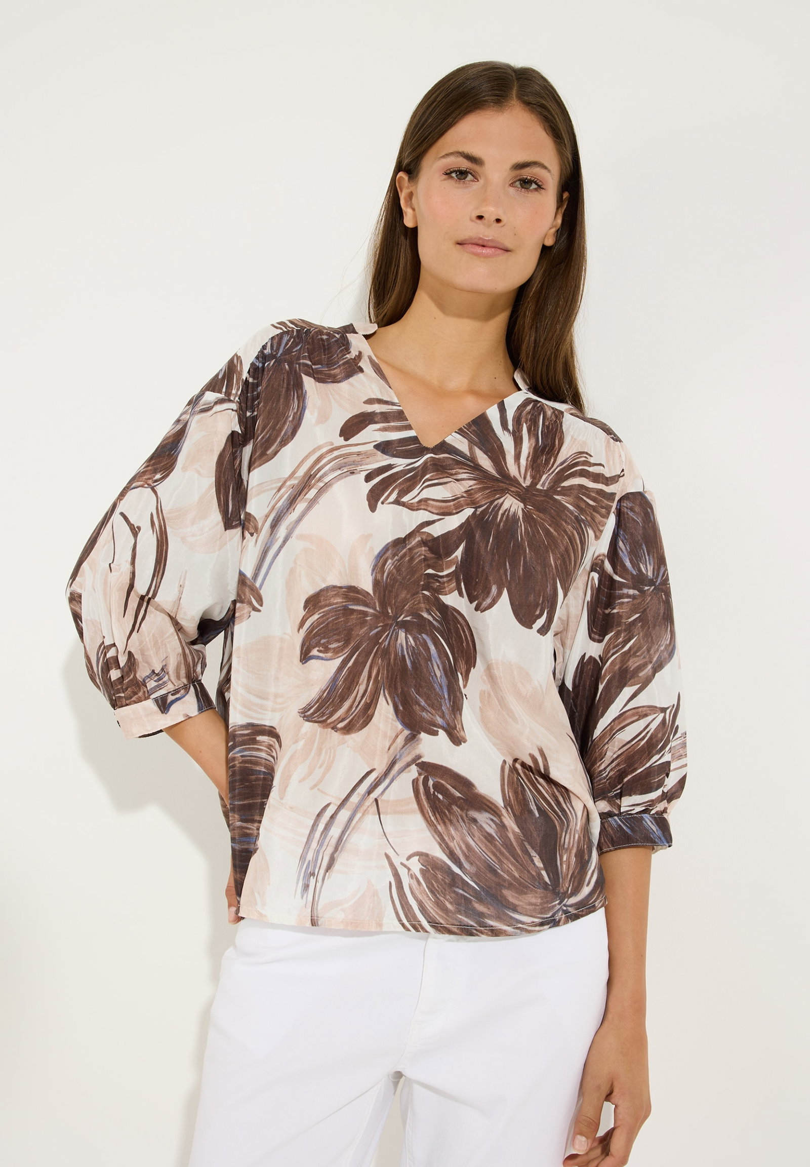 CO-Voile Print Blouse, brushstroke flower print #3