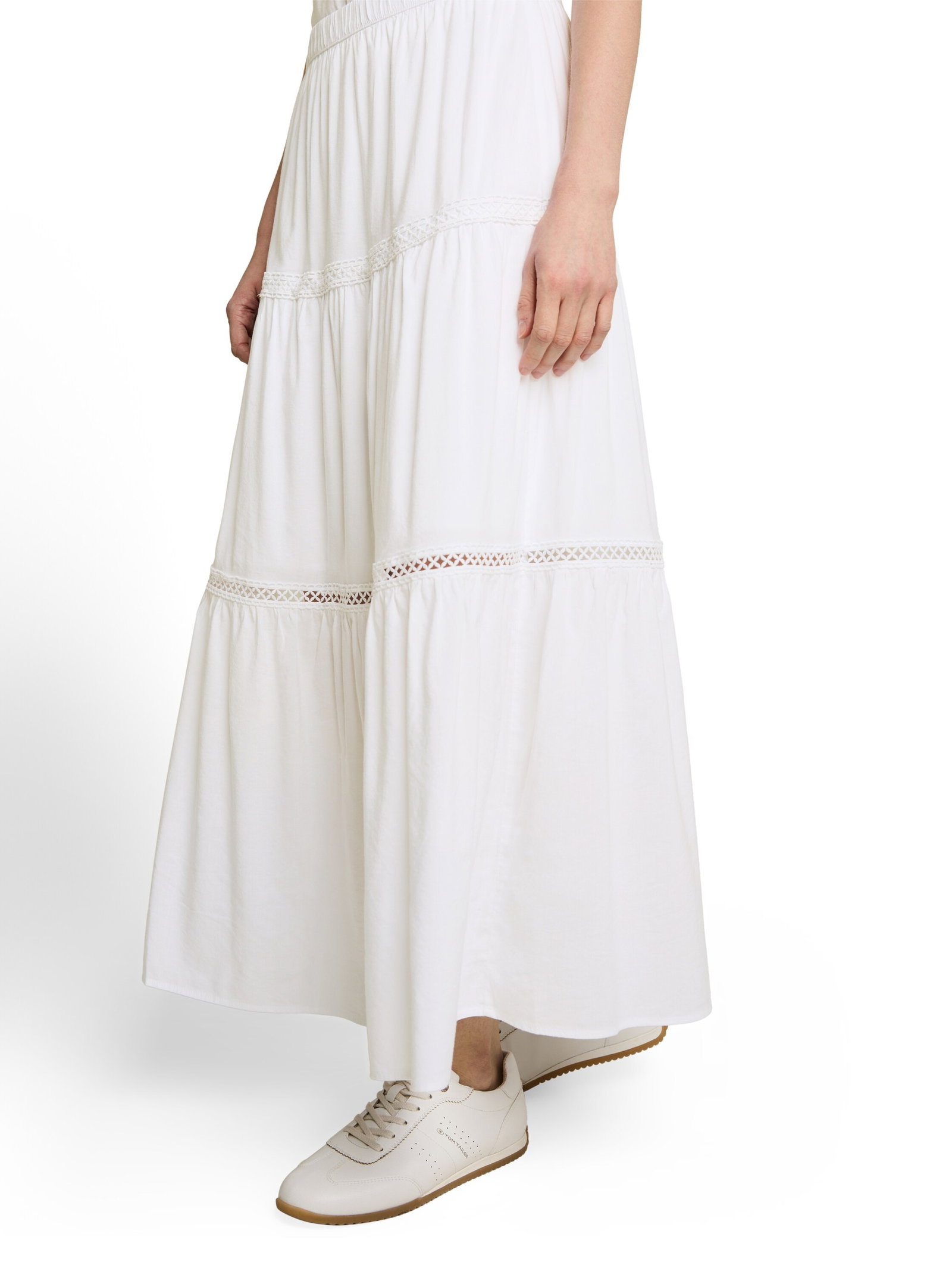 maxi volant skirt, White #5