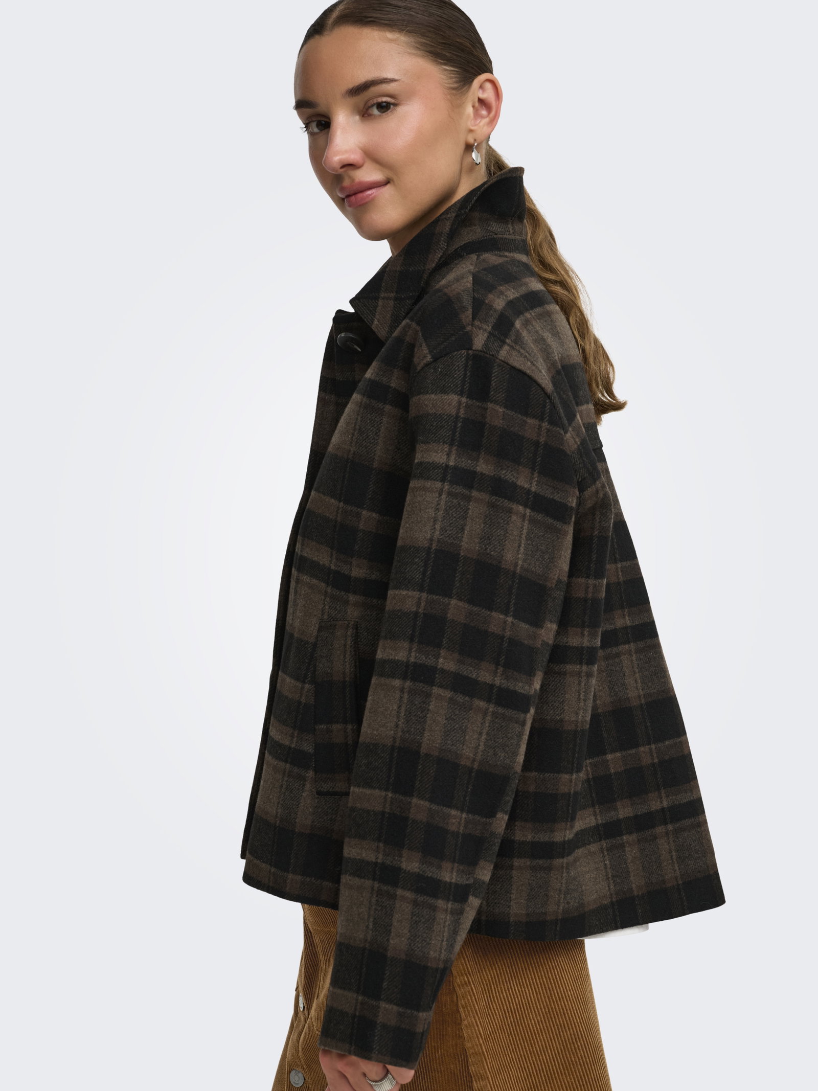 JDYASTRID CHECK SHORT JACKET OTW HA, Chocolate Brown/BLACK - TOFFEE #6