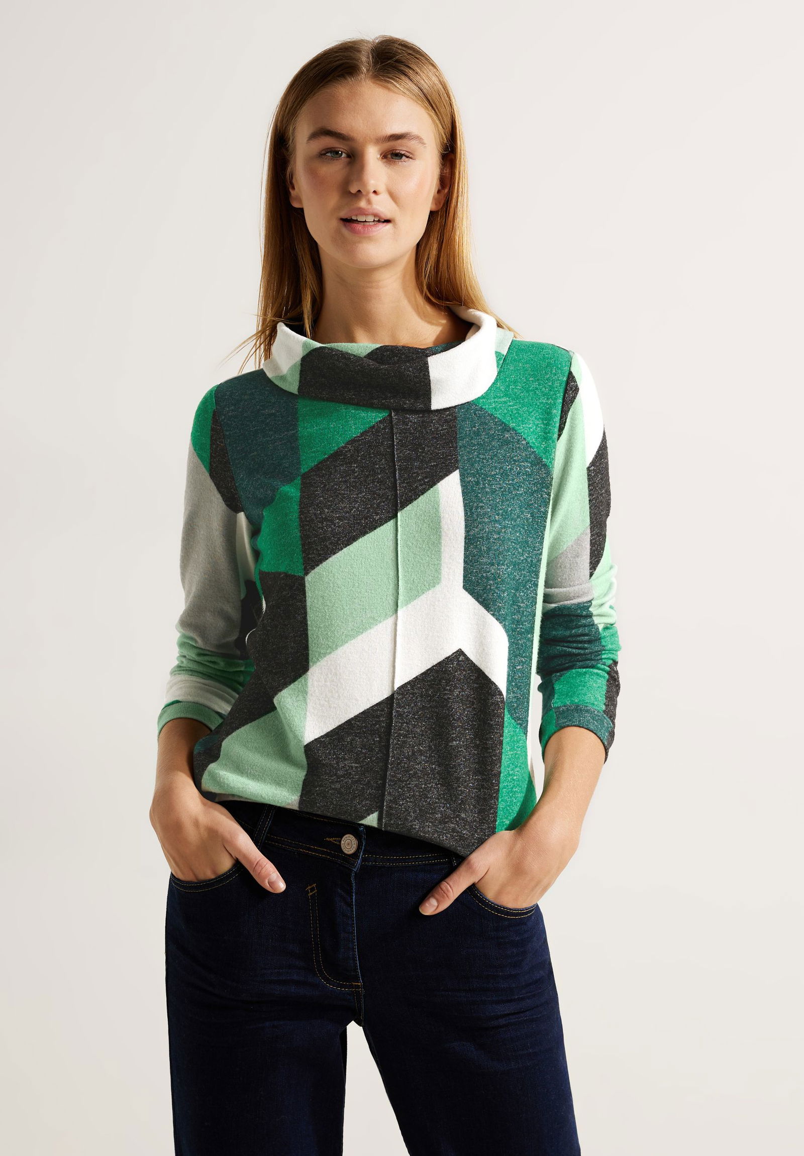 CECIL |  CECIL Longsleeve  | L | cosy easy green melange
