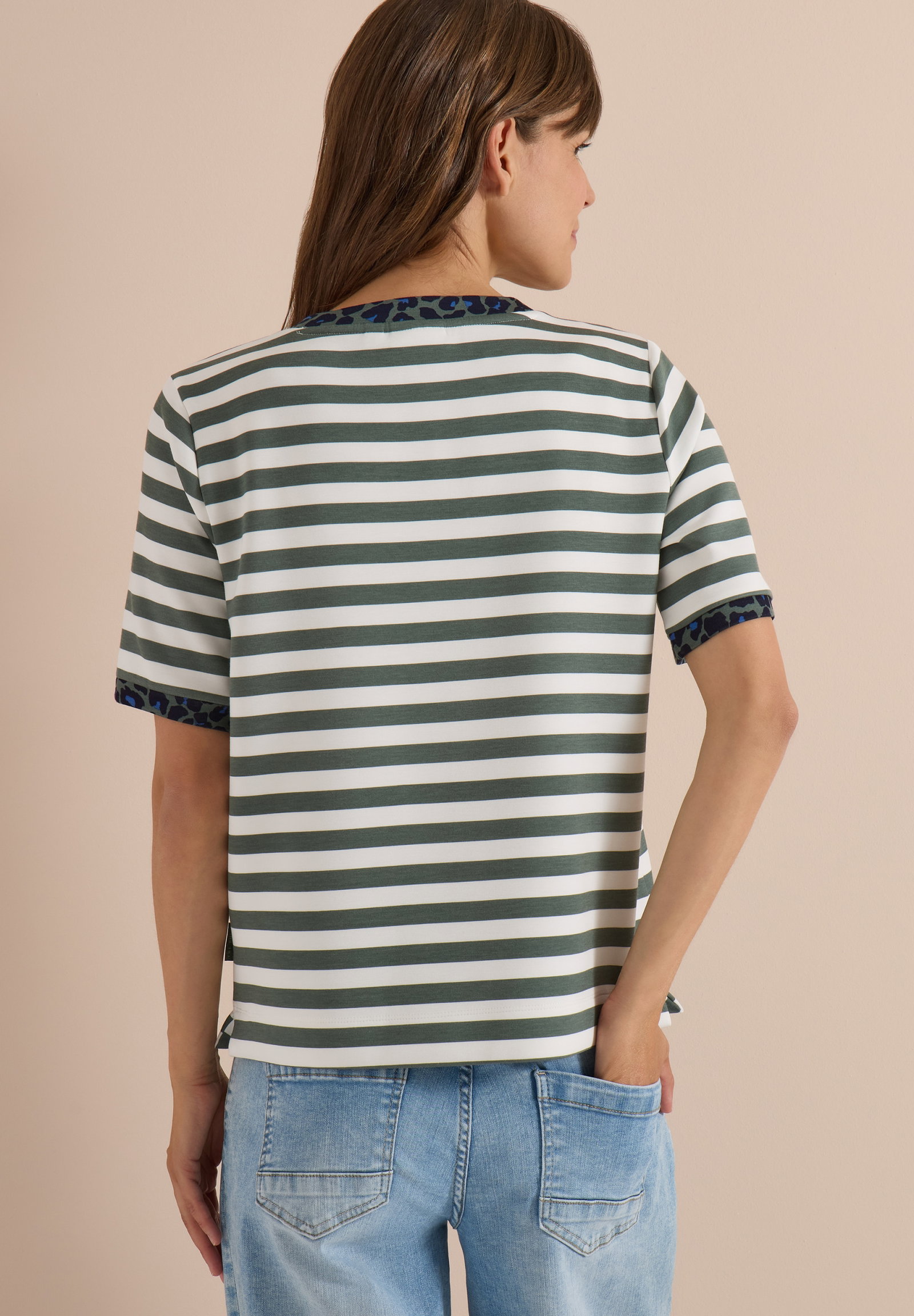 TOS Striped Soft Modal Shirt, dried olive green #4