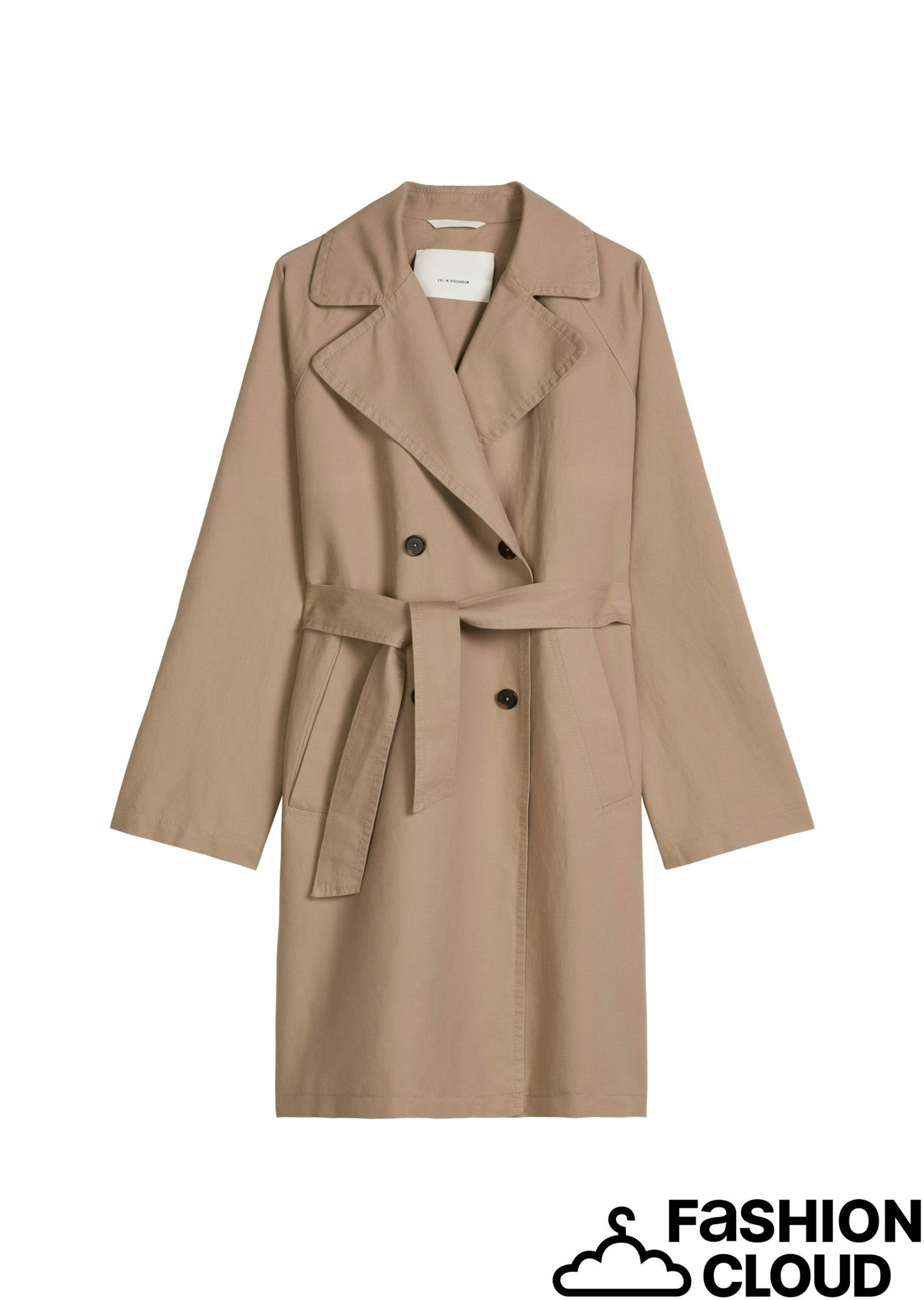 |  Crinkled cotton belted coat, lapel, earthy taupe | 44 | sandy shore