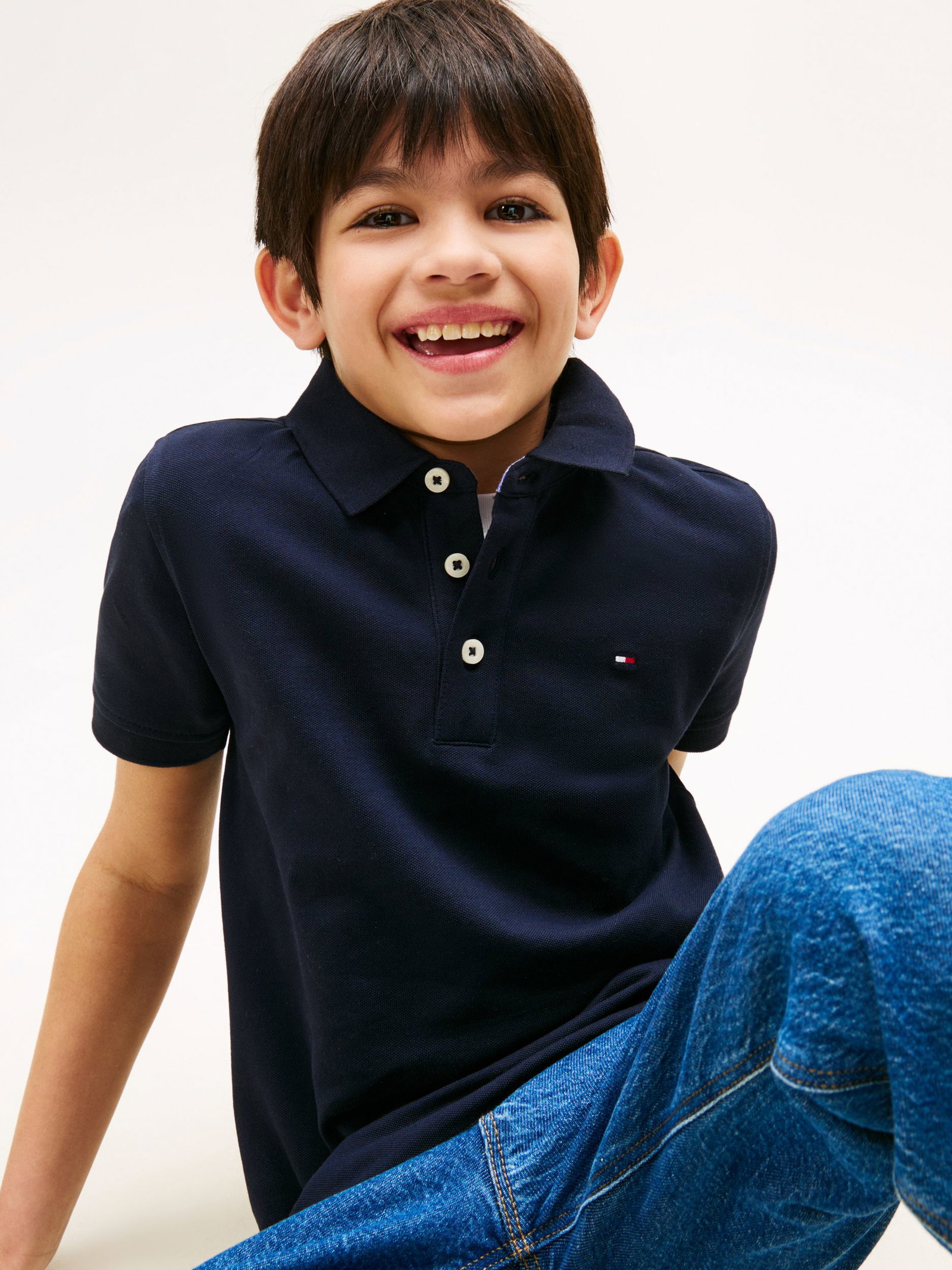 86fa5c127a51e09db700f59402895476 Tommy Hilfiger | BOYS TOMMY POLO S/S, WHITE | 140 | DENIM
