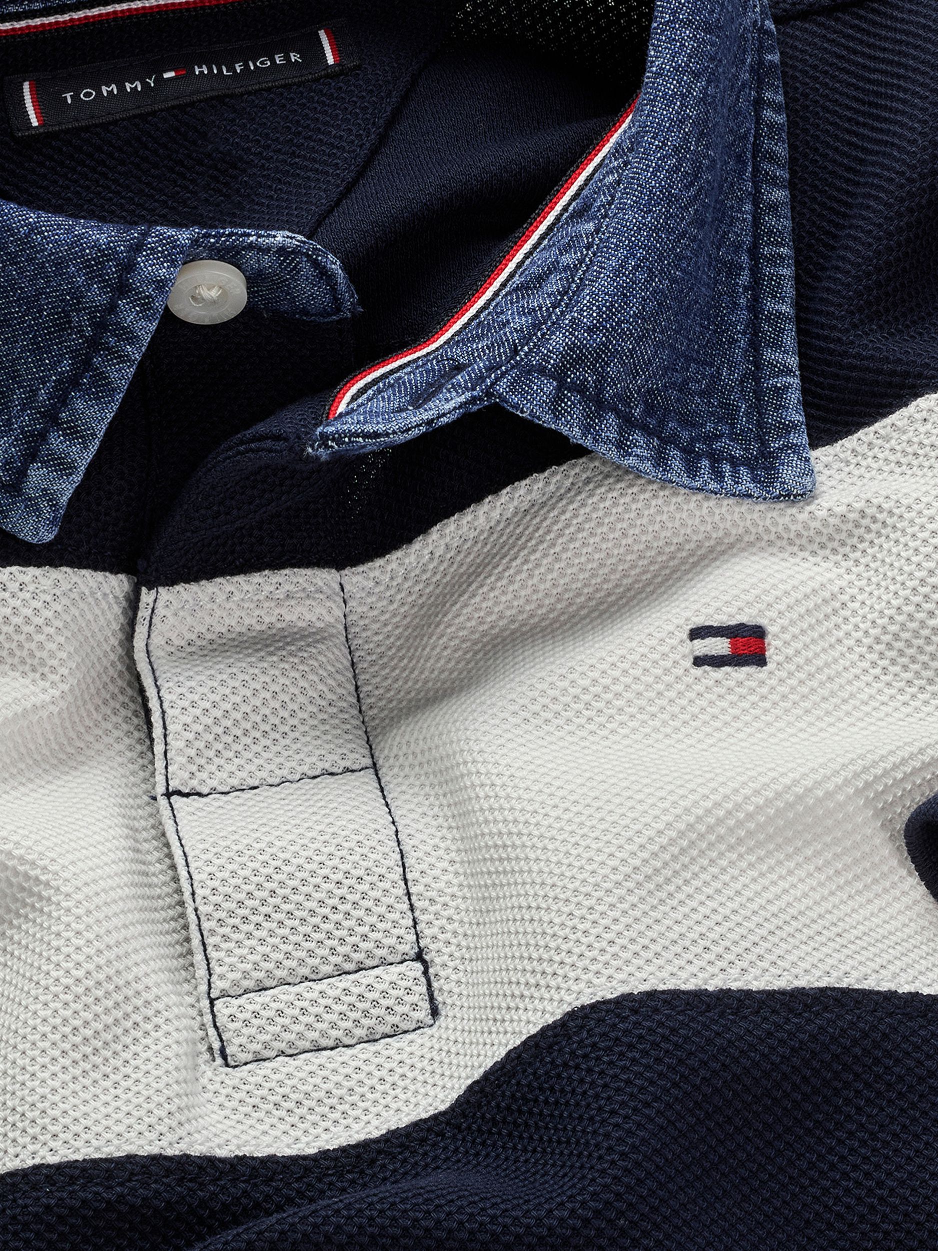 Tommy Hilfiger |  CHAMBRAY COLLAR STRIPE POLO SS | 152 | dark night navy