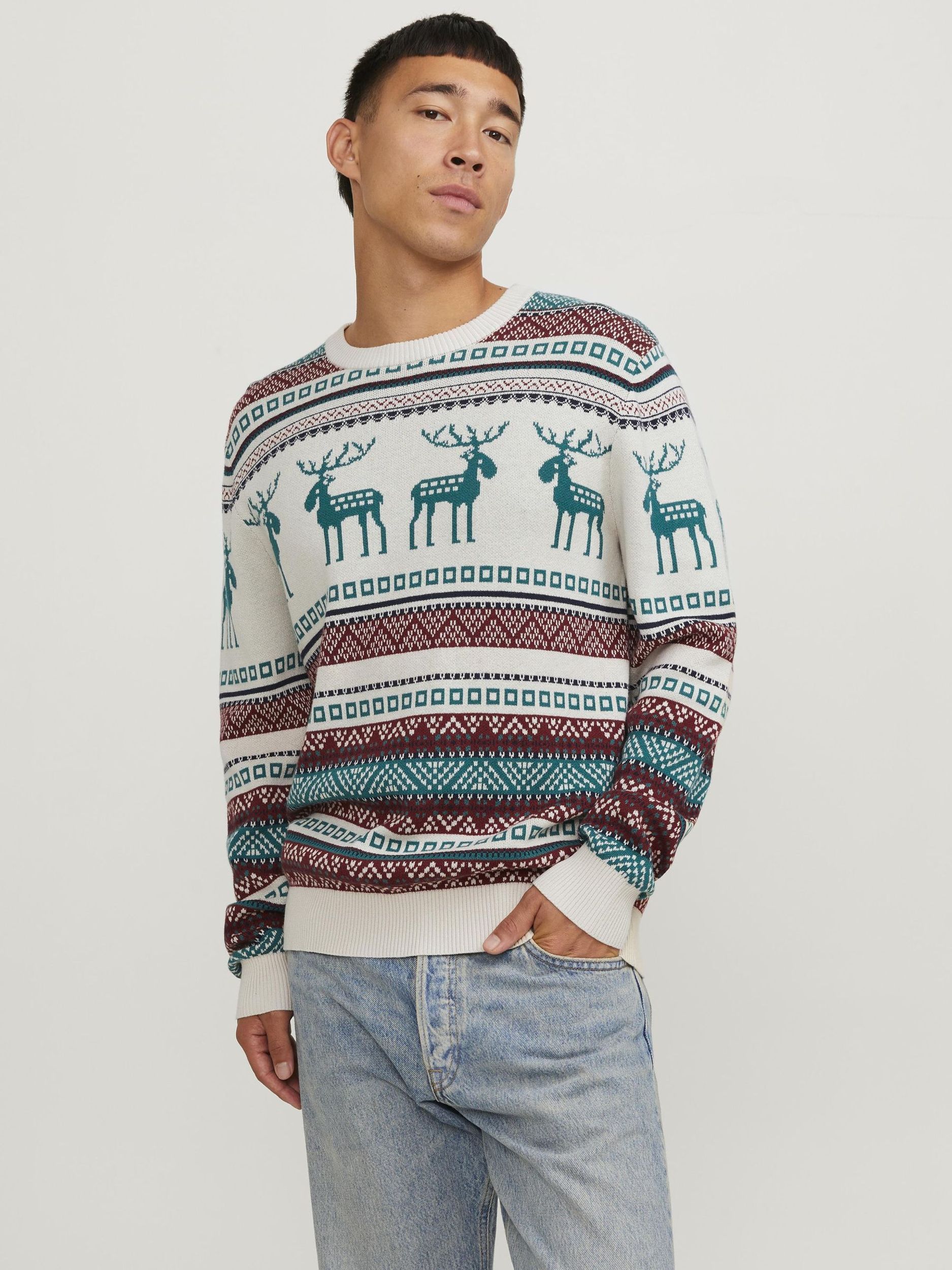  |  JJXMAS SNOWBALL KNIT CREW NECK, Nav | XL | moonbeam