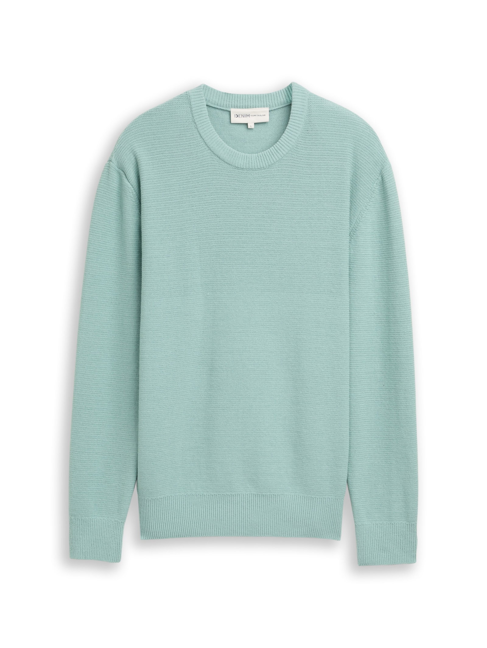 basic fine stripe crew neck kn, dusty horizon mint #1