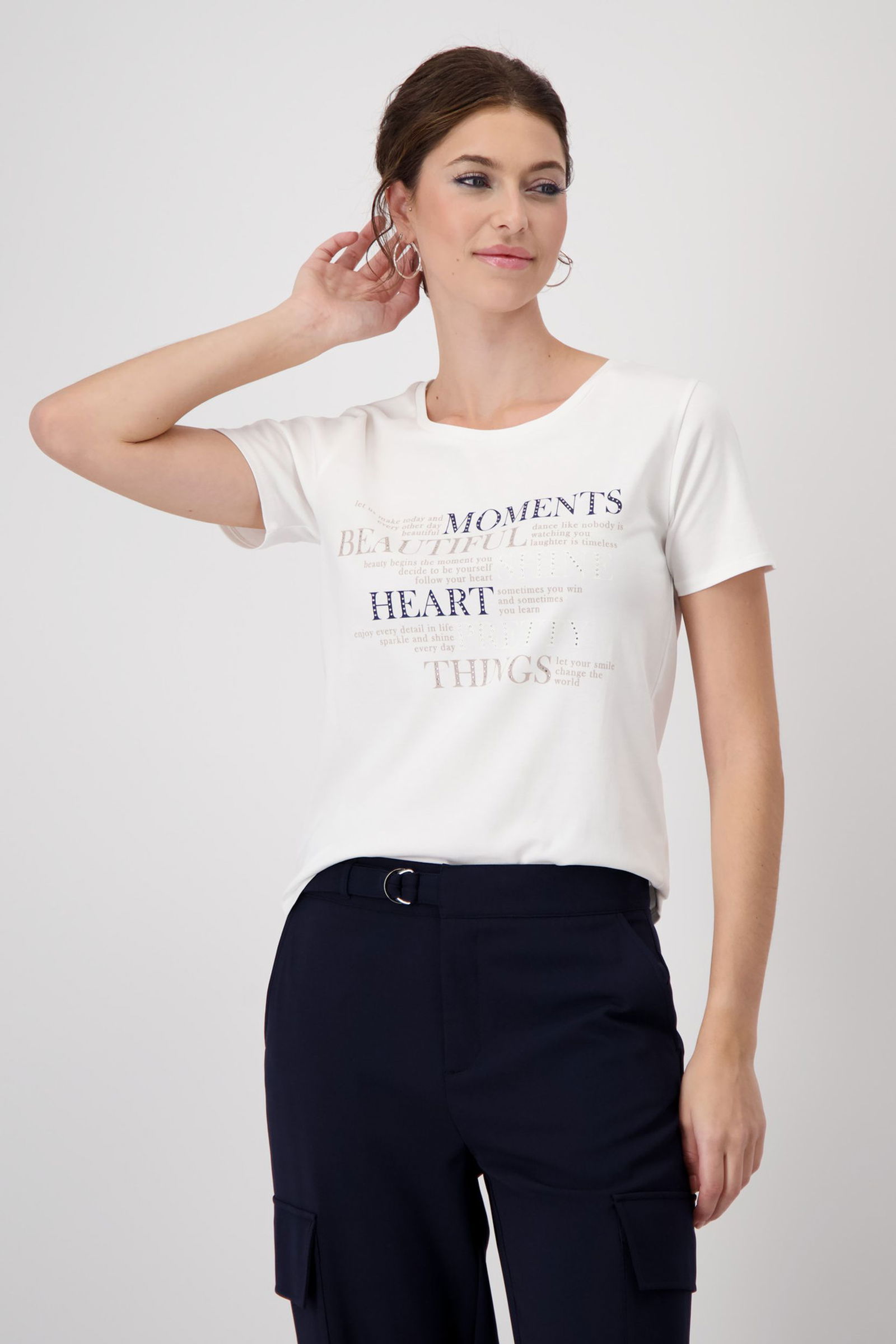 Monari |  T-Shirt, creamy beige | 40 | off-white