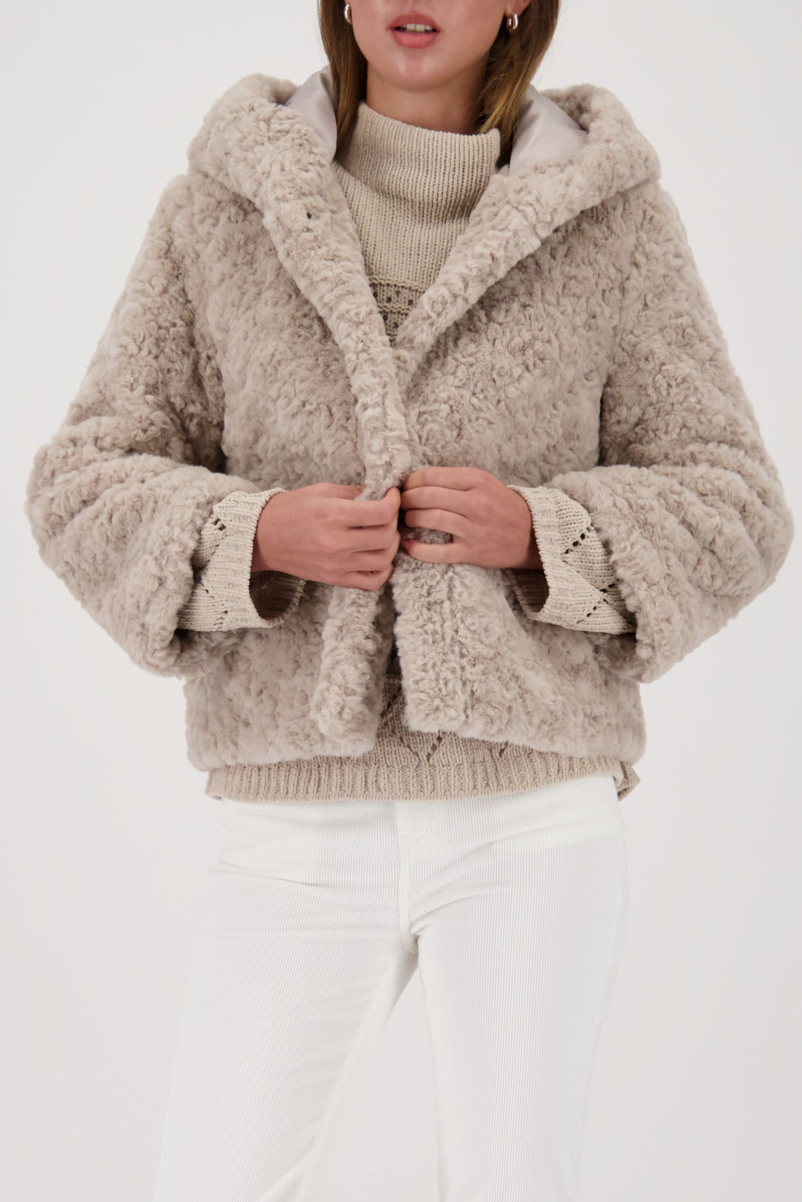 Monari |  Monari Kunstfell Jacke mit Kapuze | 42