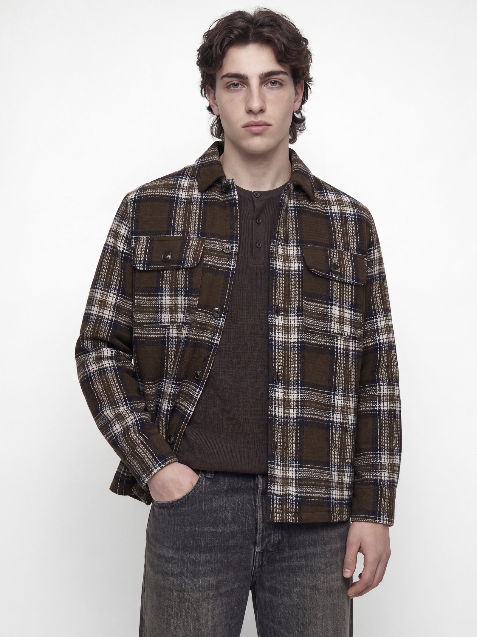 JJEREGENT STRUCTURE OVERSHIRT LS SN, Rosin/CHECK #4