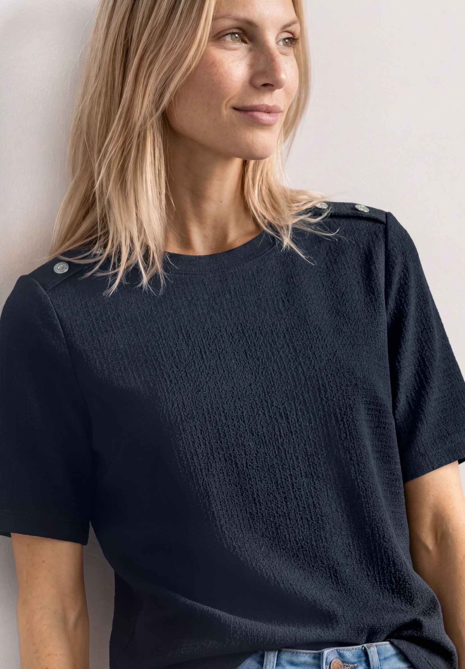 structure shirt w.deco buttons, darkest blue #6