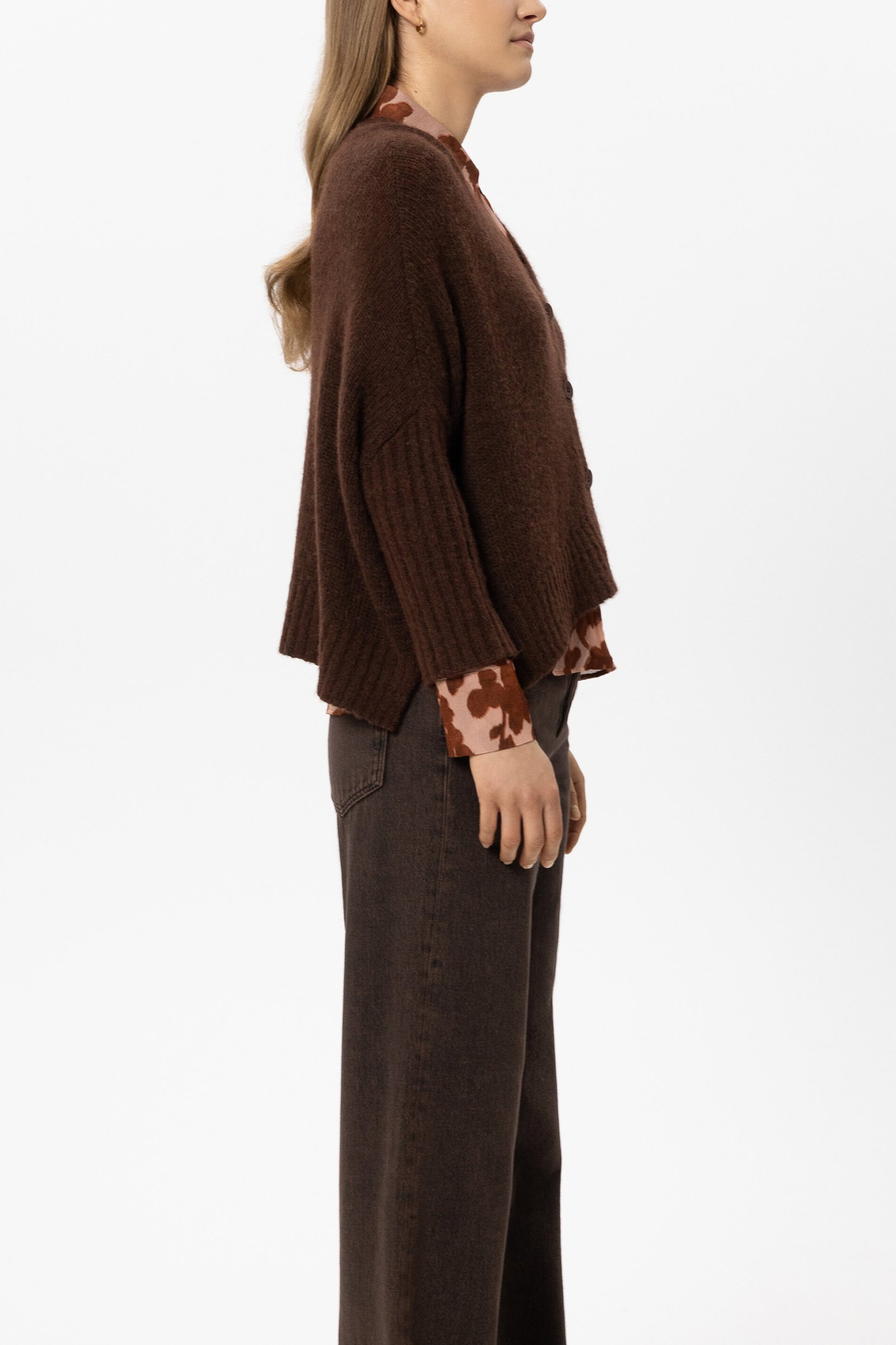 Luisa Cerano Cape-Cardigan Strickjacke aus Alpaka-Mix marone #3