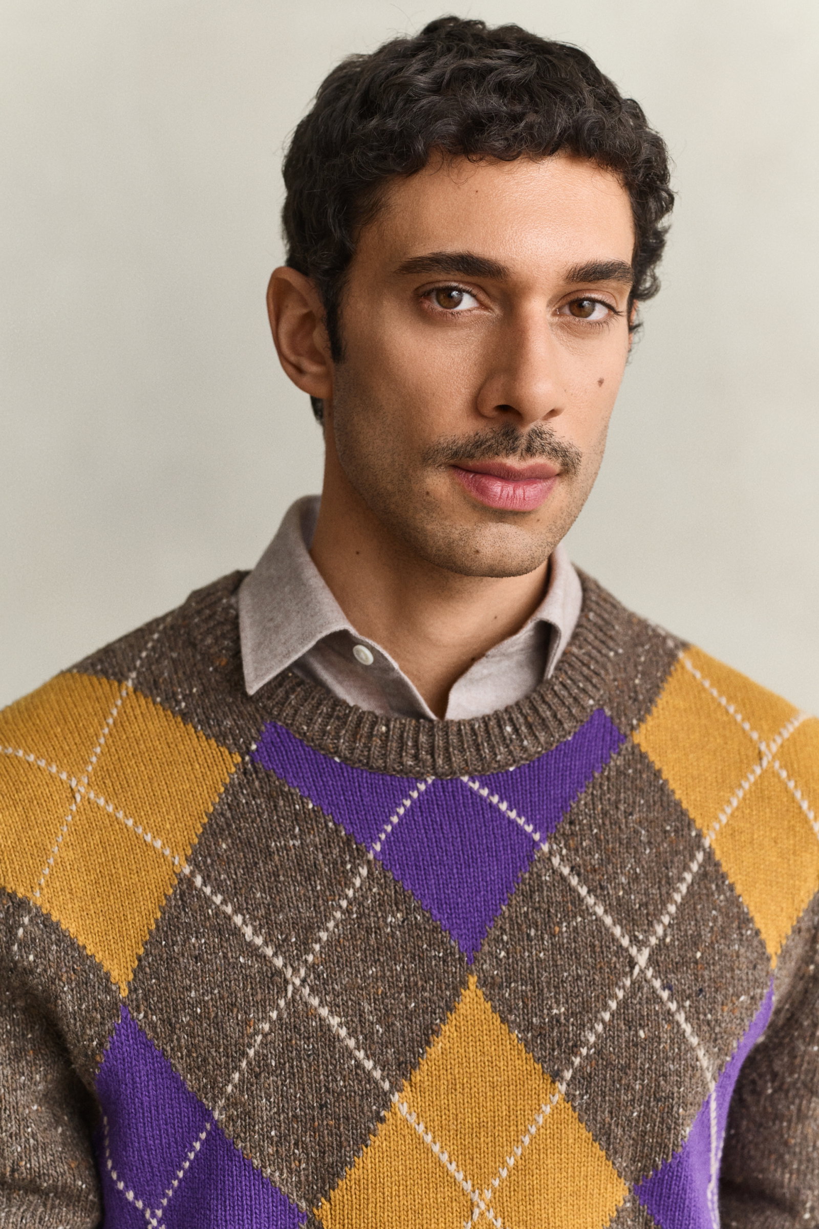 ARGYLE NEPS C-NECK, BROWN MELANGE #4