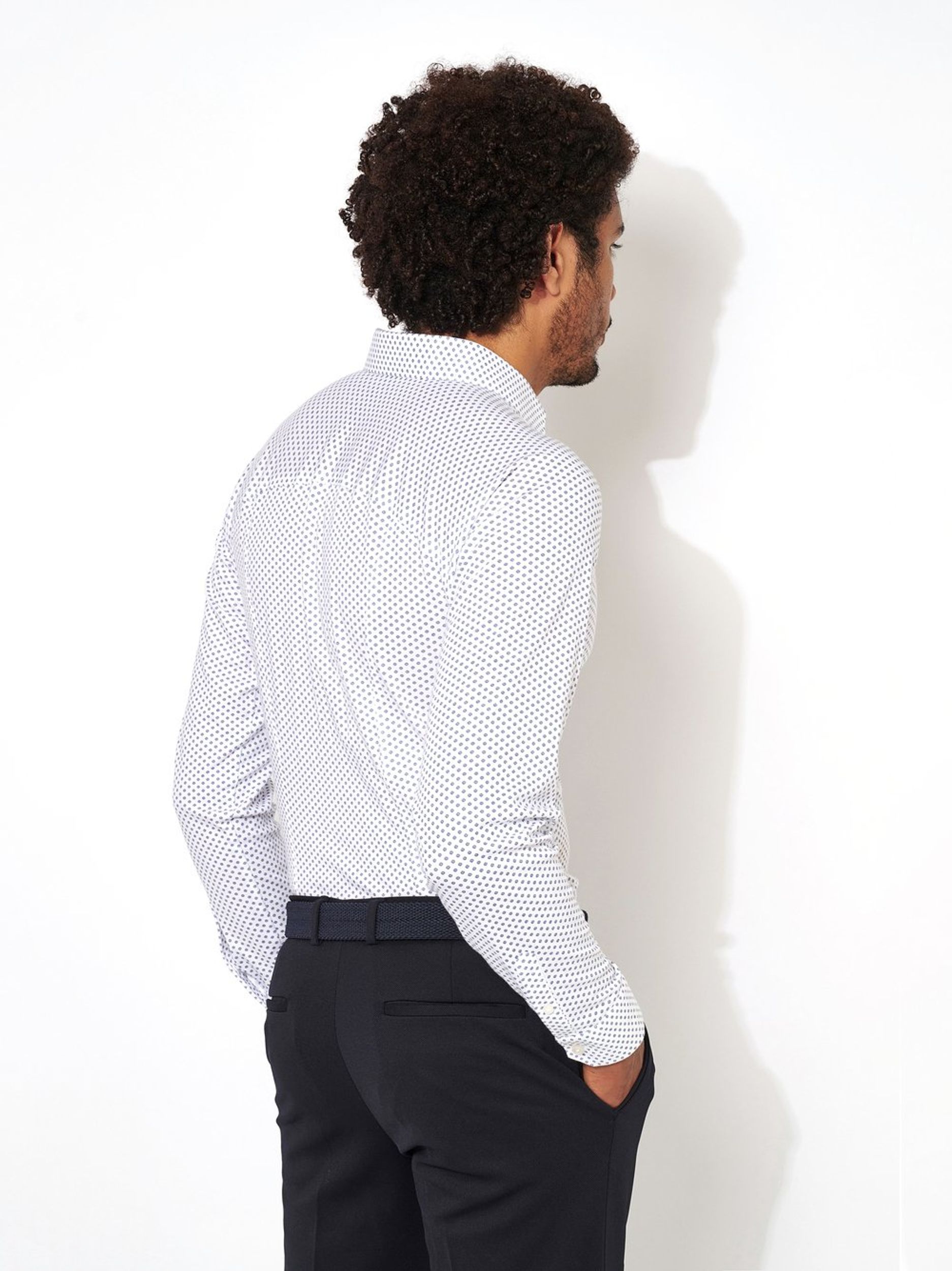 DESOTO |  DESOTO Hemd Slim Fit  | S | white with blue dots