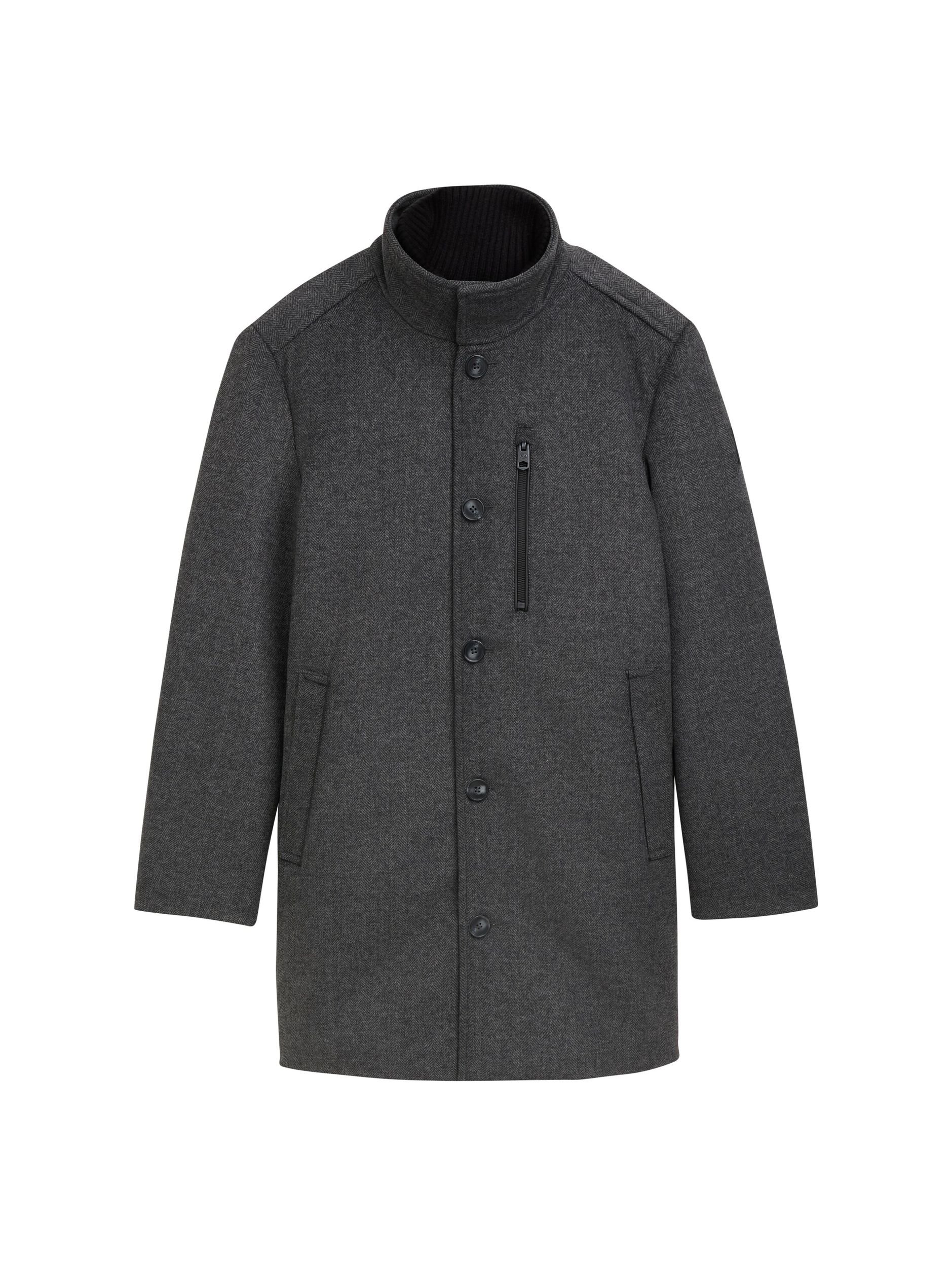 Tom Tailor |  Tom Tailor Klassischer Mantel  | XXXL | dark grey black herringbone