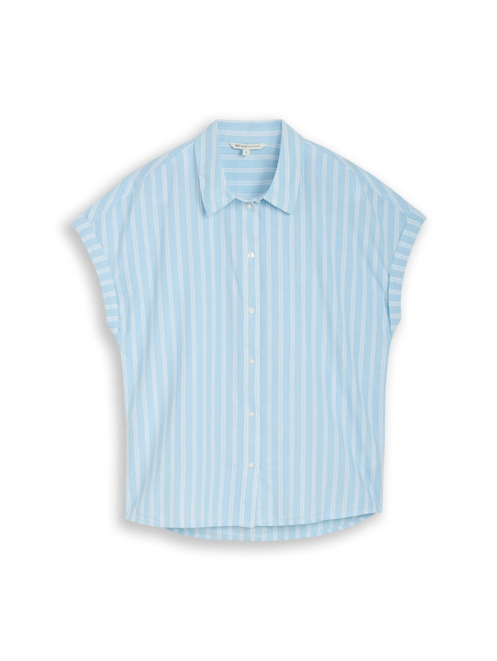 shortsleeve cotton shirt, blue white stripe #1