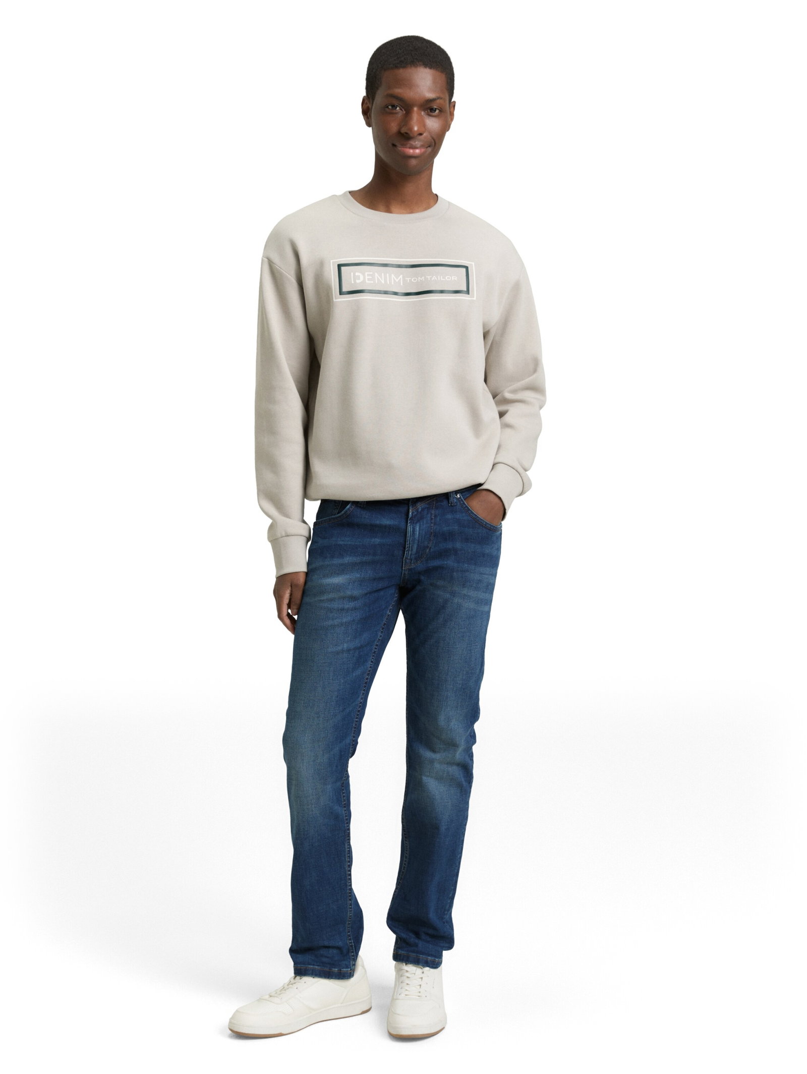 straight AEDAN blue denim, mid stone wash denim #6