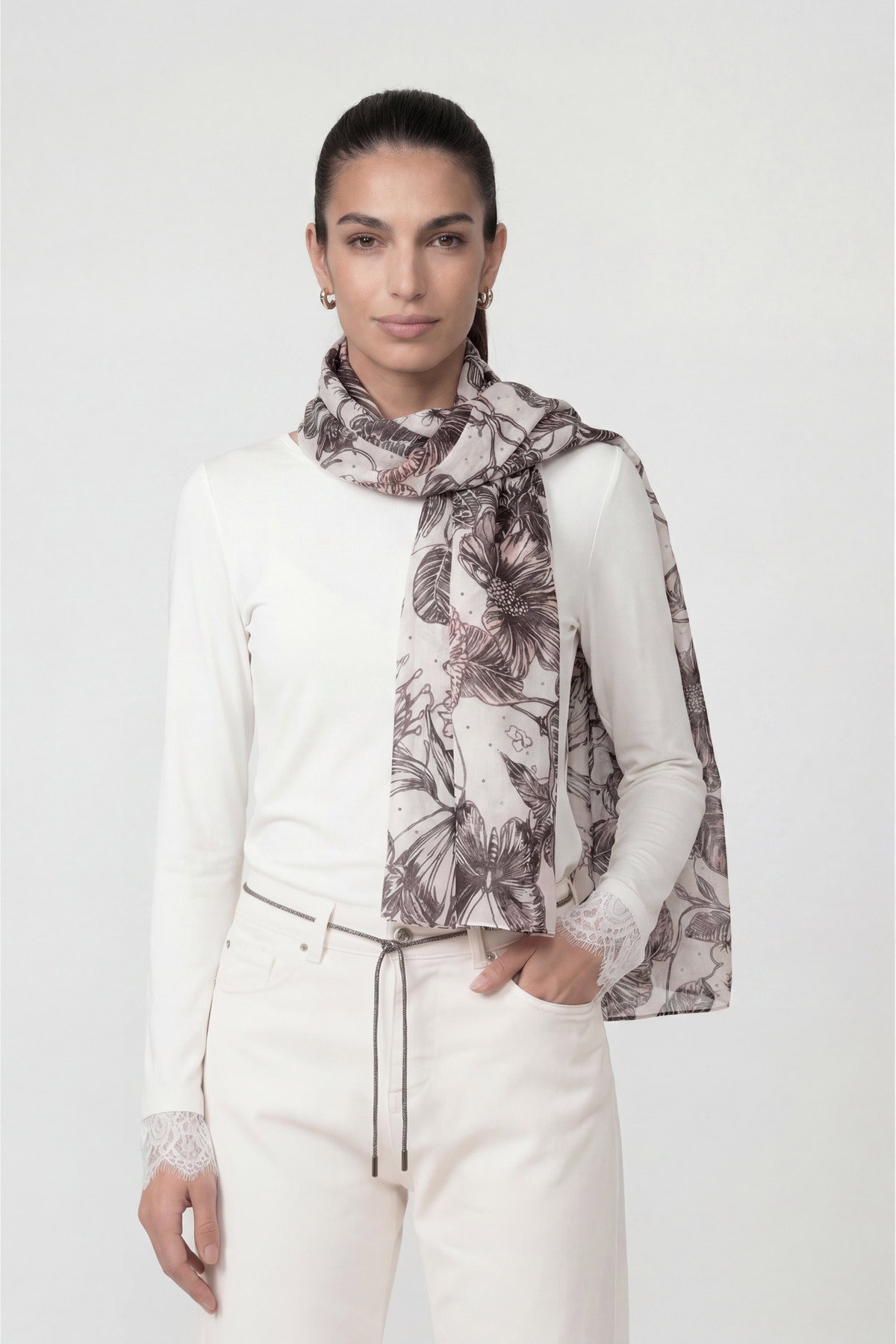 Schal, taupe gemustert #7