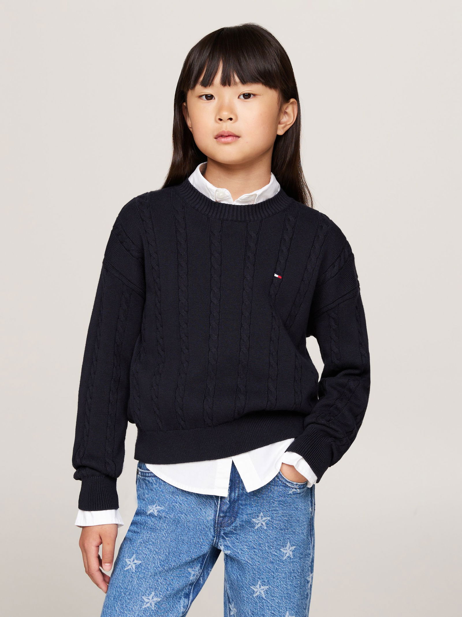 Tommy Hilfiger |  CABLE SWEATER | 140 | desert sky
