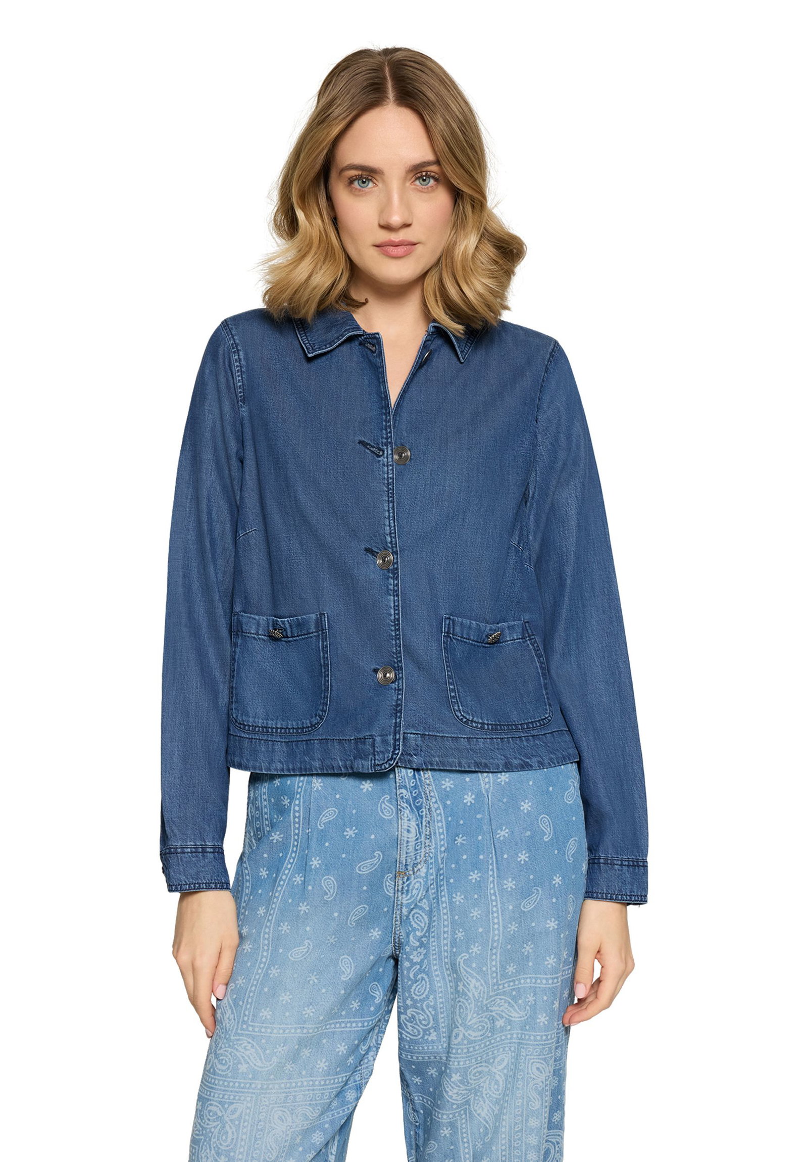 |  Blazerjacke Kurz 1/1 Arm, Middle Blue Denim | 36 | blau