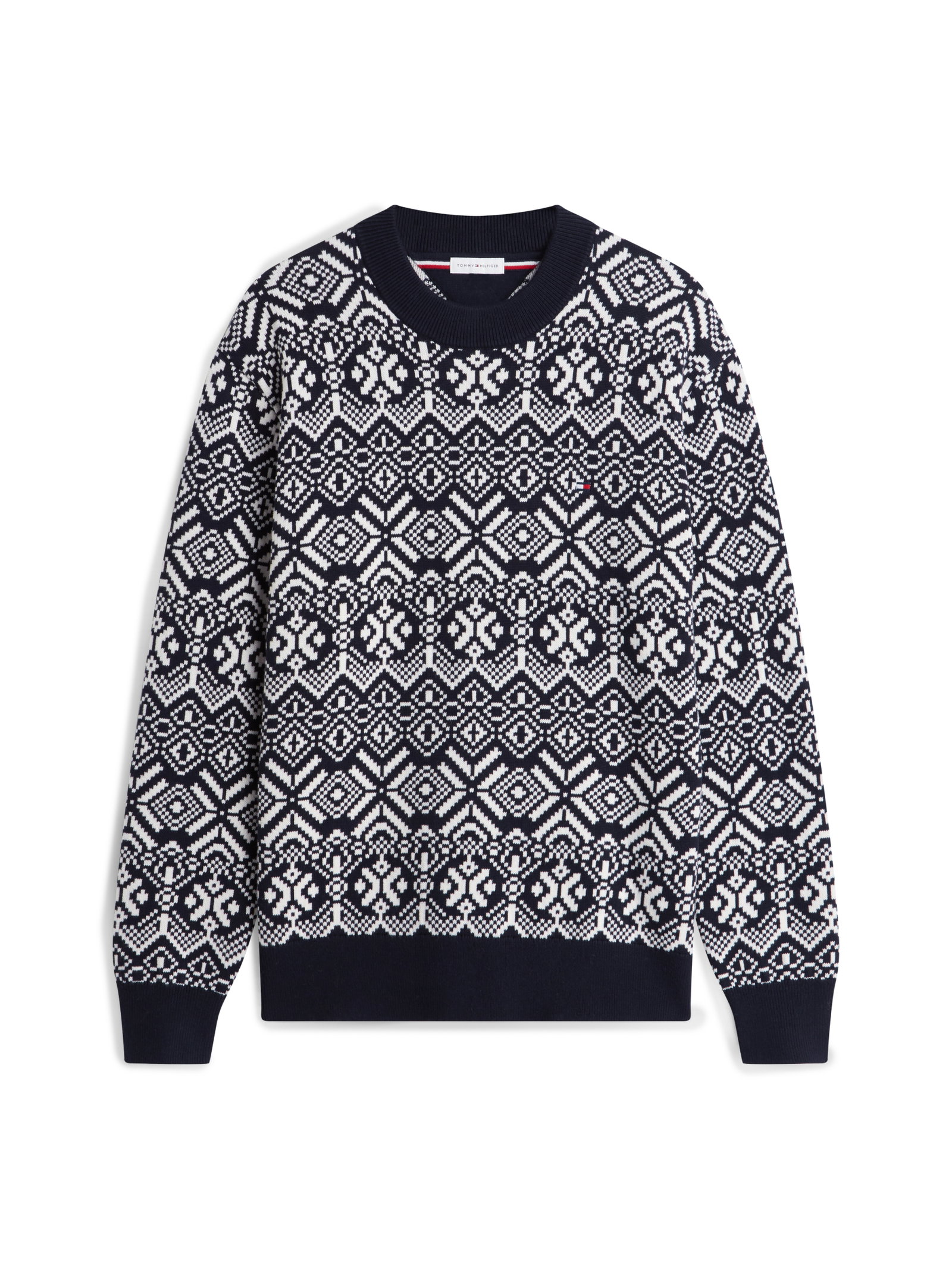 AOP FAIRISLE COTTON CREW NECK, BLUE #1