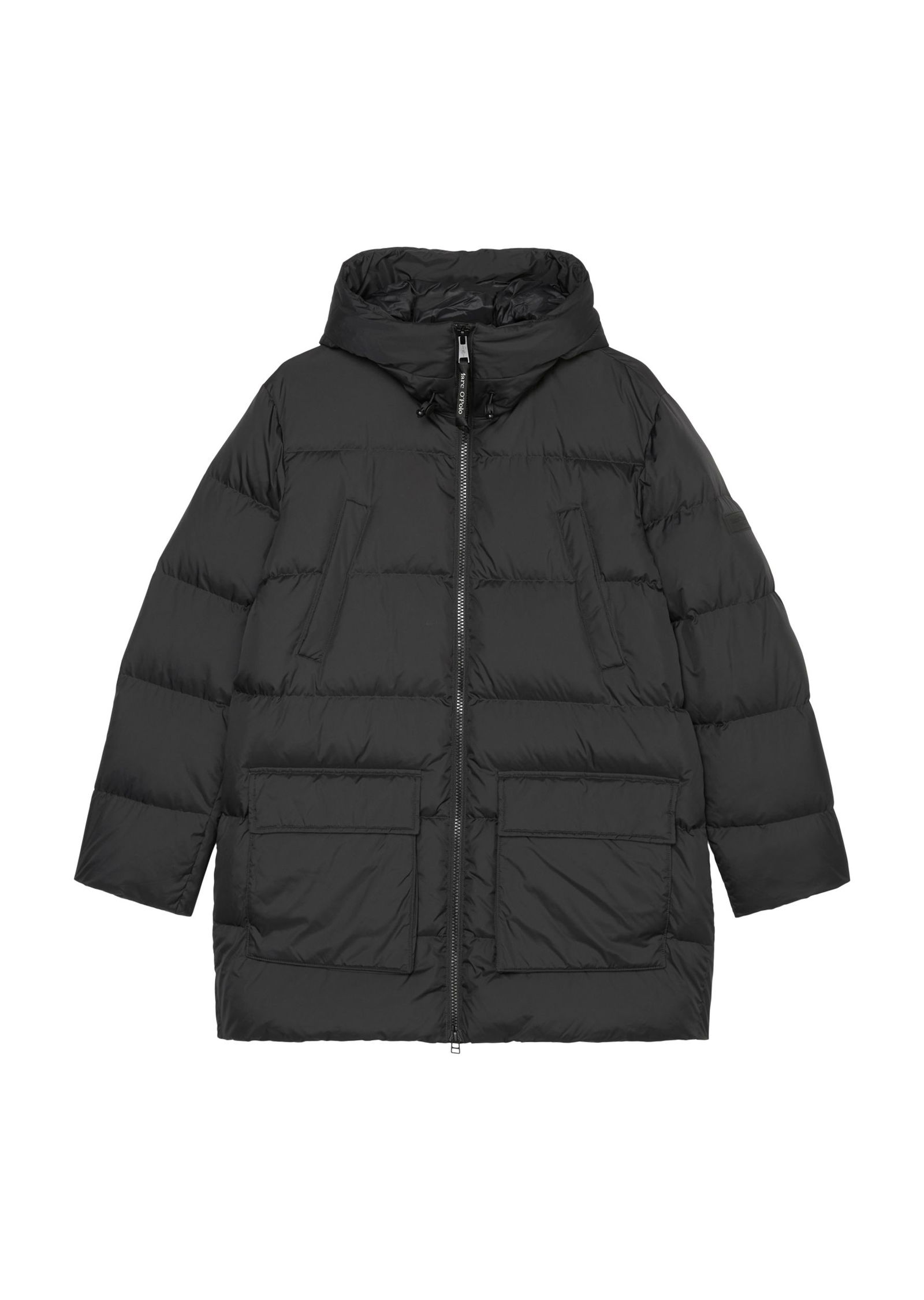 Herren Daunenjacke mit Zwei-Wege-Reißverschluss und Kapuze in schwarz