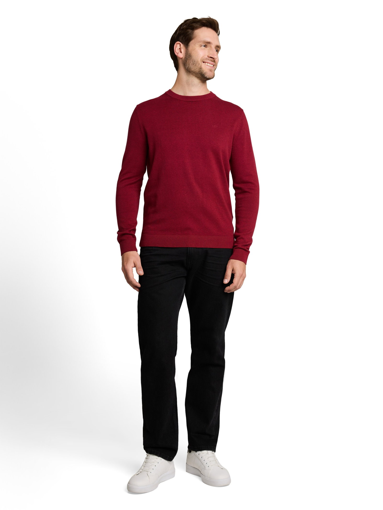 basic crewneck knit, carlet red melange #3