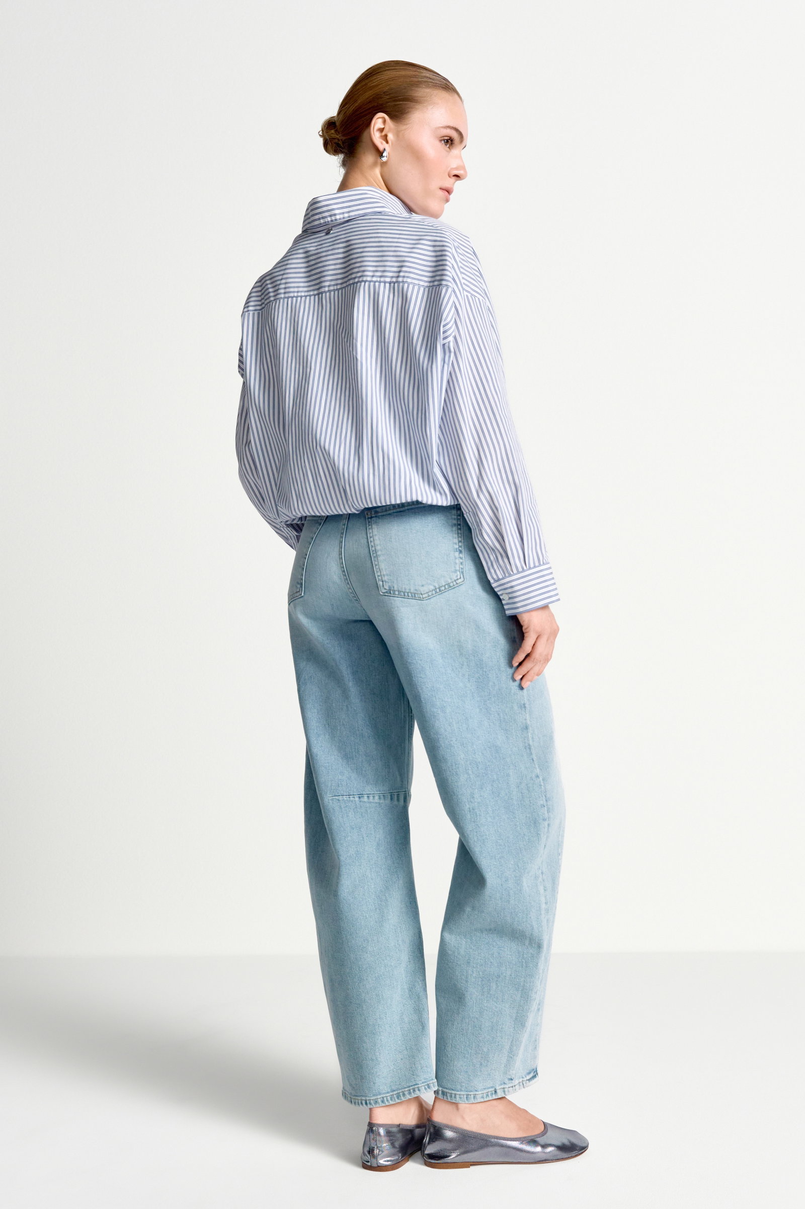 Cotton Striped Balloon Blouse #4