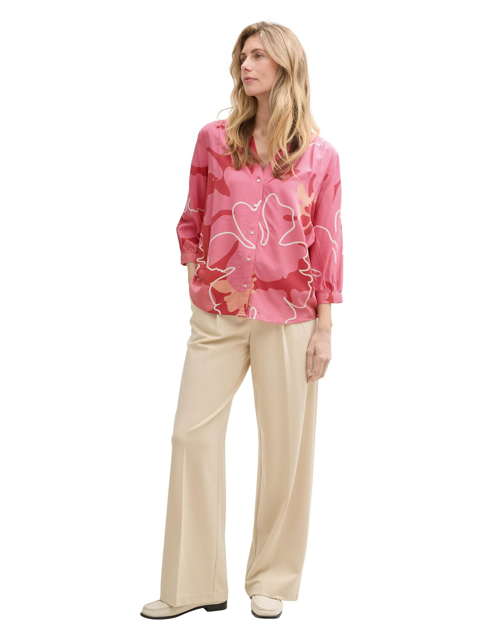 Tom Tailor |  Tom Tailor Druckbluse  | 36 | pink big floral shapes design