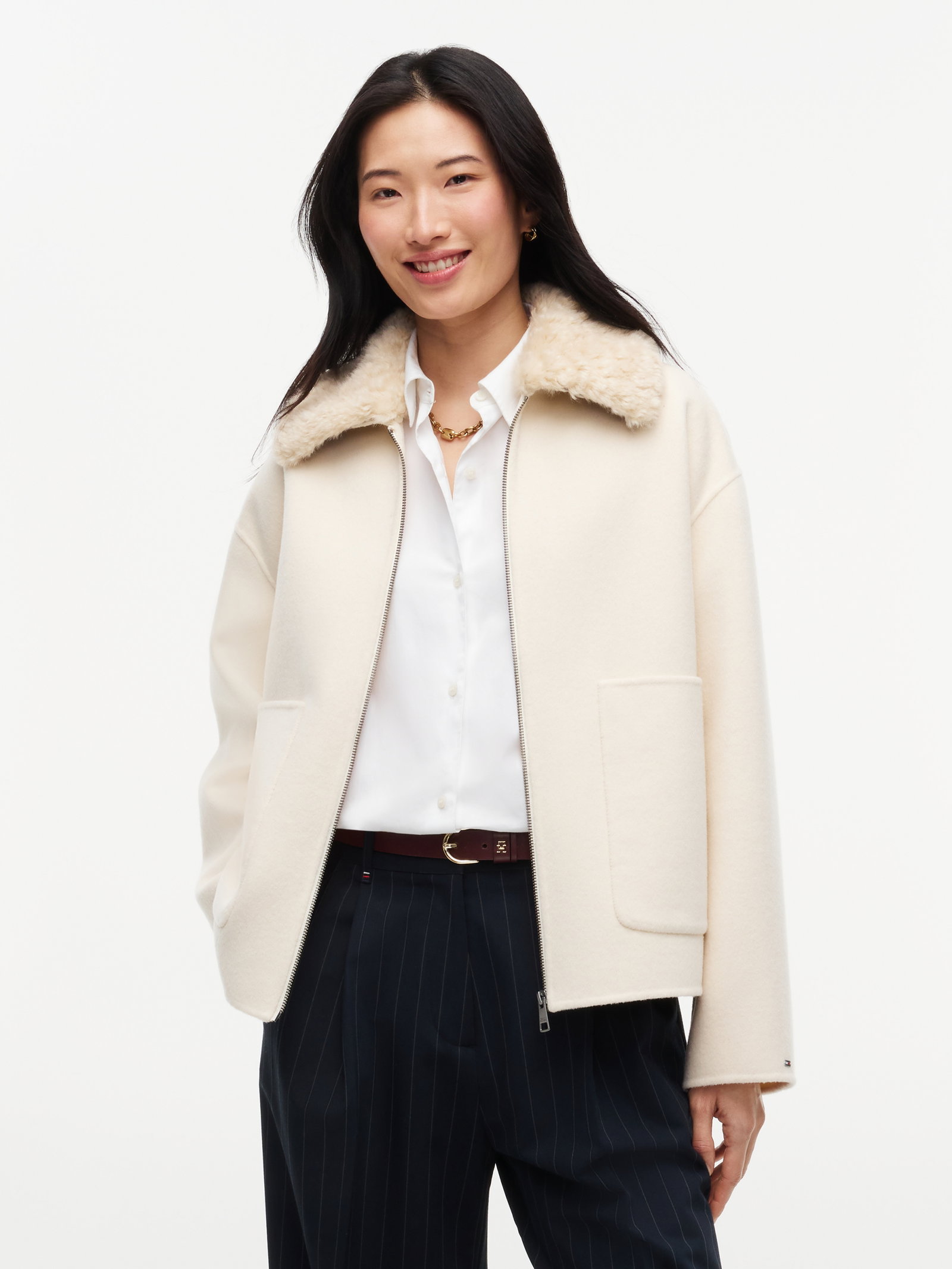 DF WOOL ZIP THROUGH JACKET, BEIGE #2