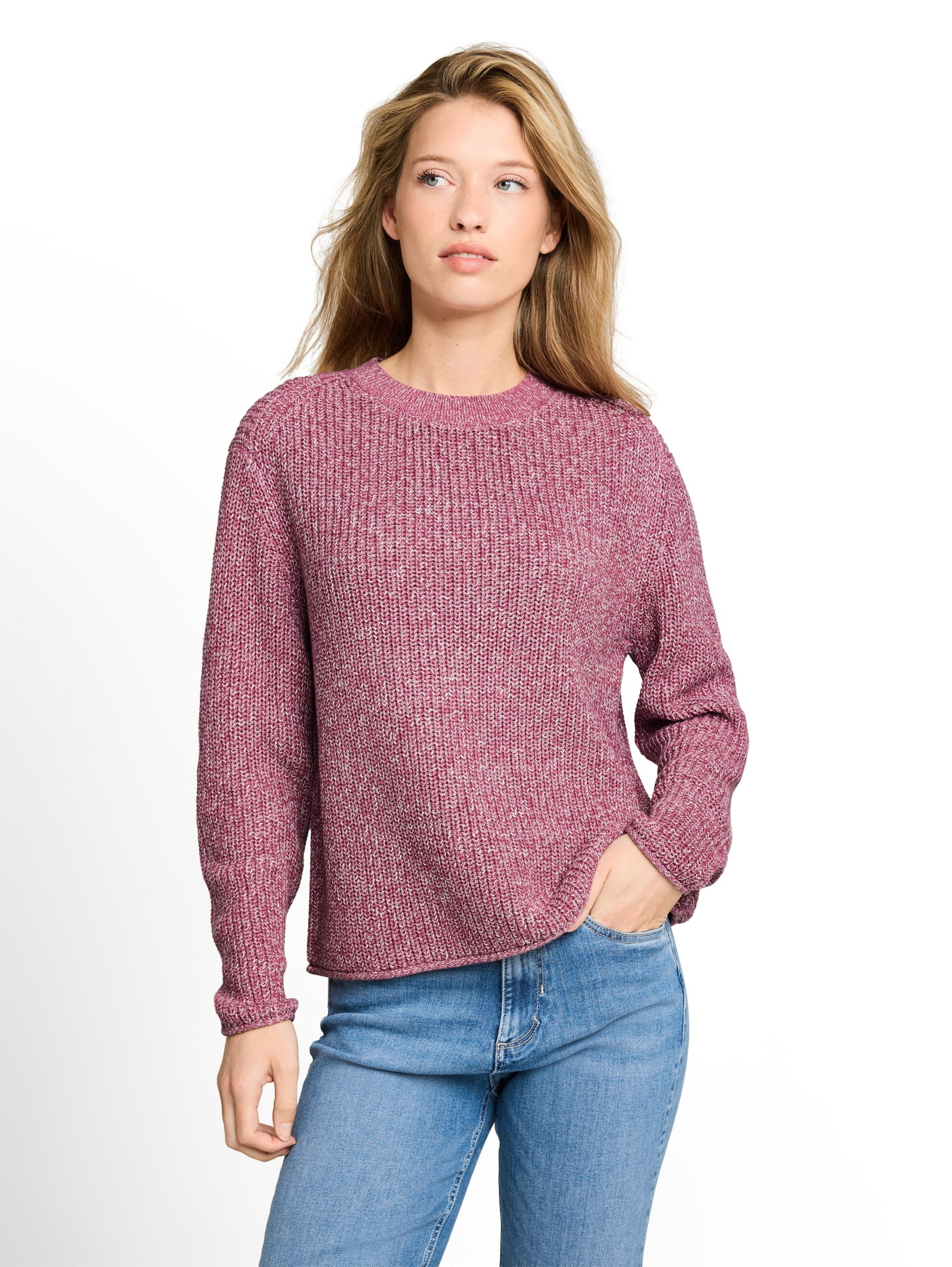 knit mouline crew-neck, dusty berry mouline #6