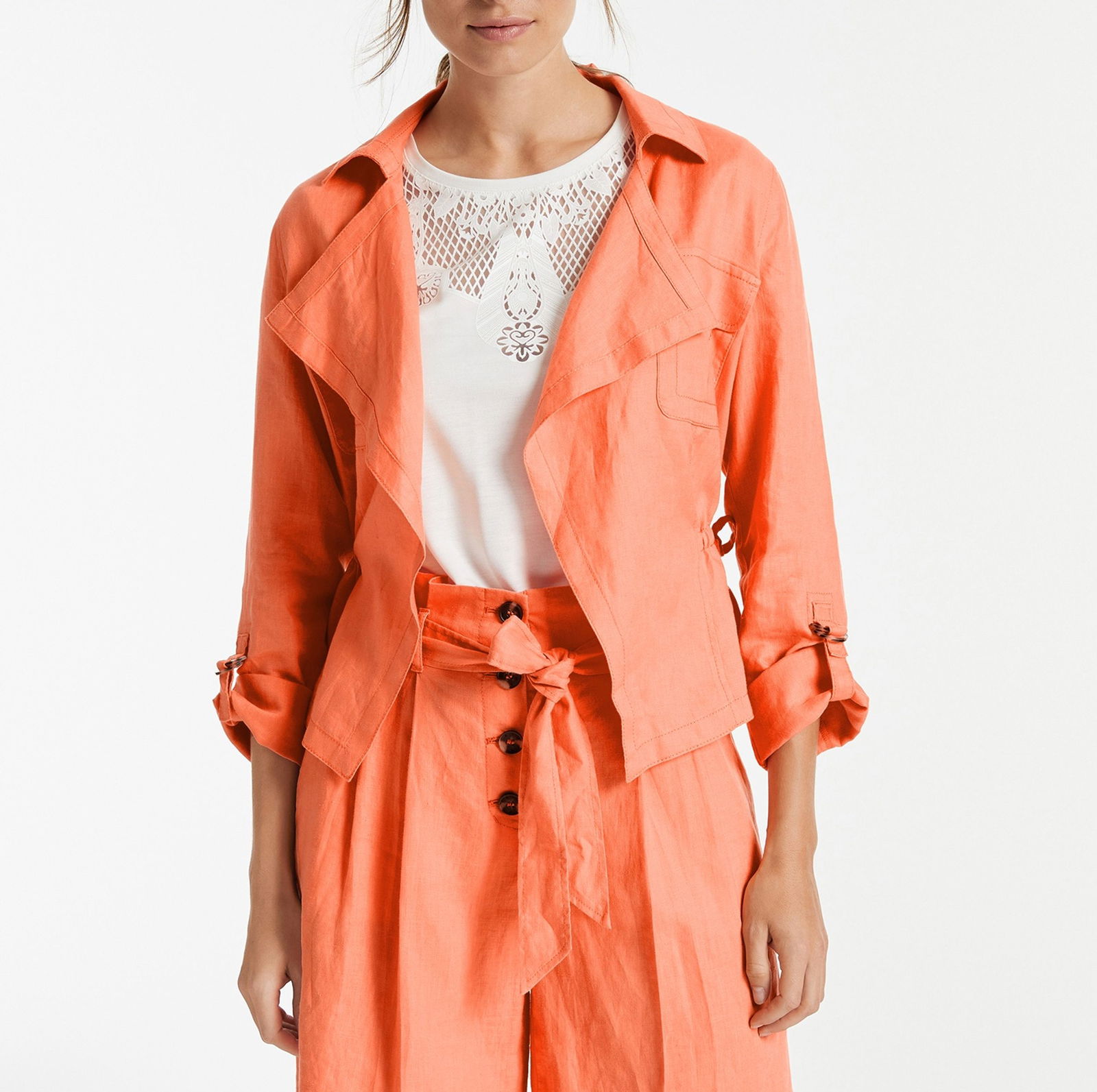 Leichte Leinenjacke mit Taillen-Tunnelzug