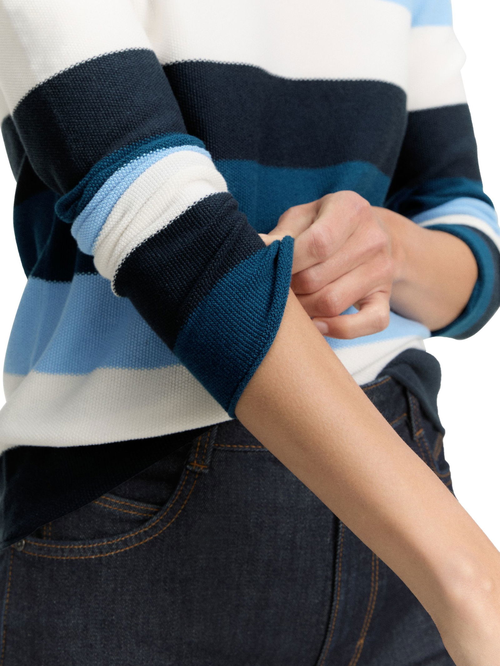 Tom Tailor |  Tom Tailor Gestreifter Strickpullover | L | red block stripe