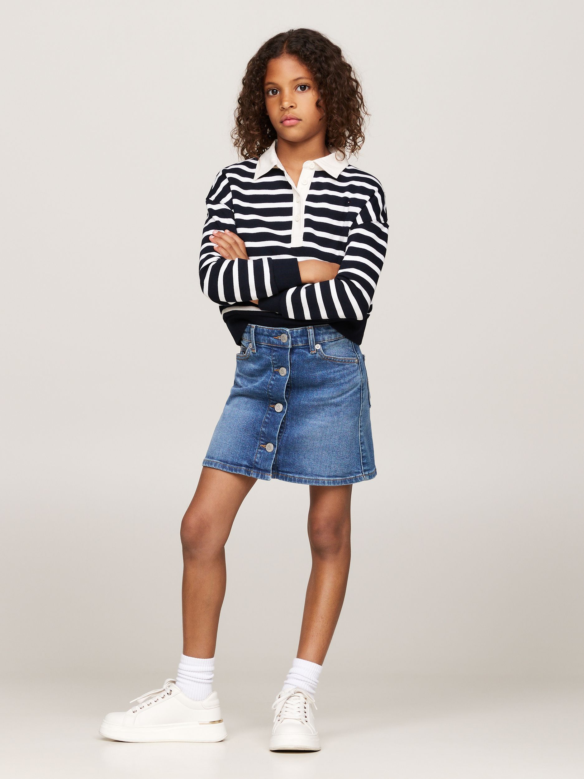 Tommy Hilfiger |  BUTTON THROUGH DENIM SKIRT | 10 | dark night navy big check