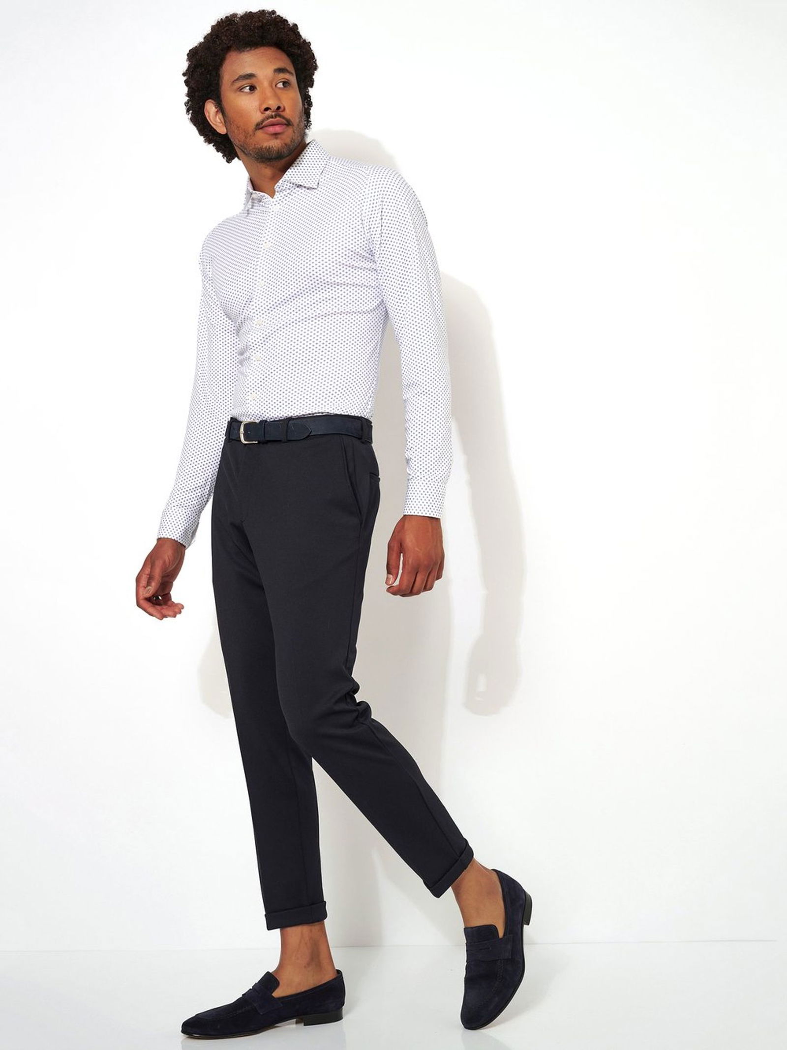 ca43b4435f76f4478a93b25889060ad9 DESOTO |  DESOTO Hemd Slim Fit  | S | white with blue dots