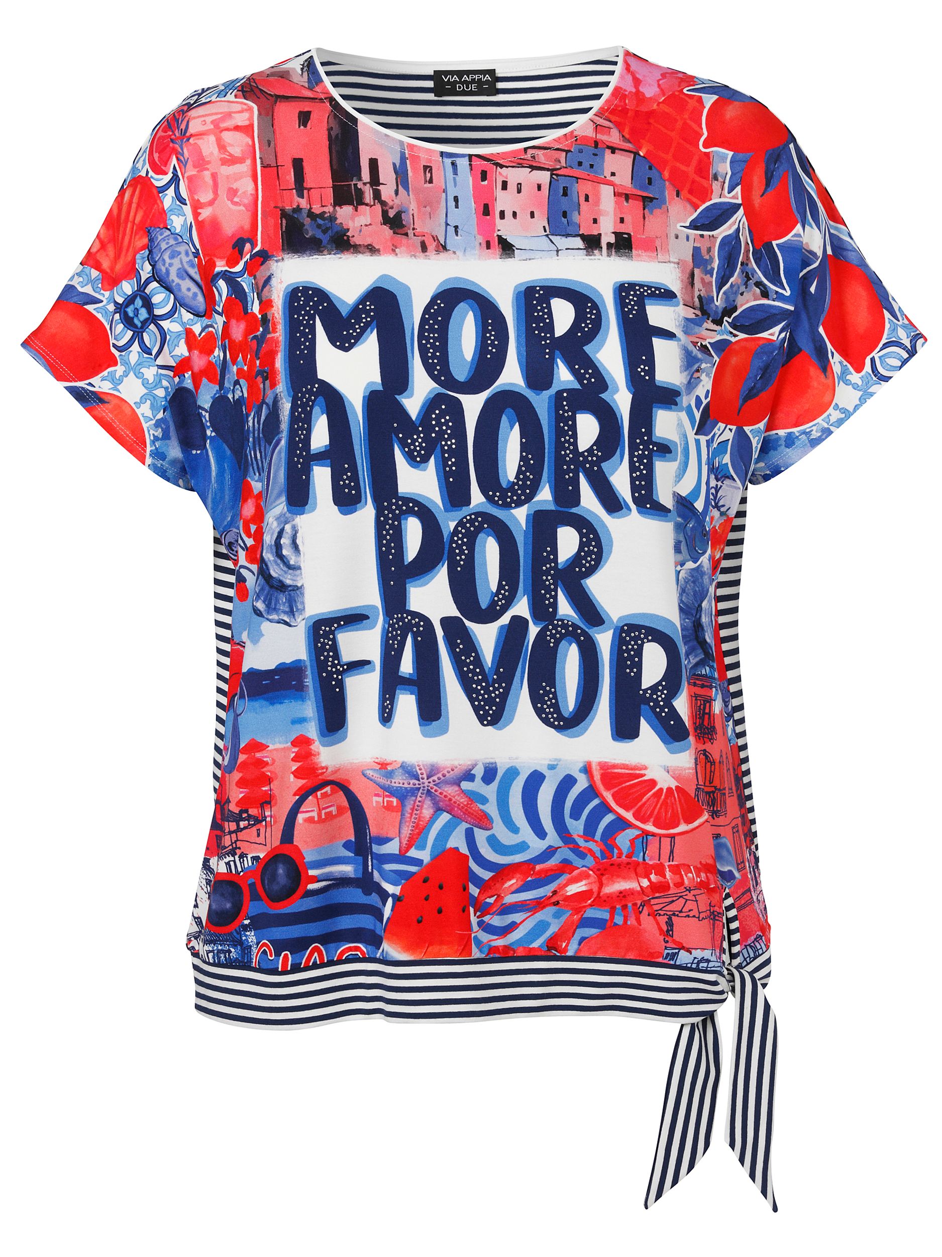 VIA APPIA DUE |  T-Shirt Rundhals 1/2 Arm Druck Motiv | 44 | bleu multicolor