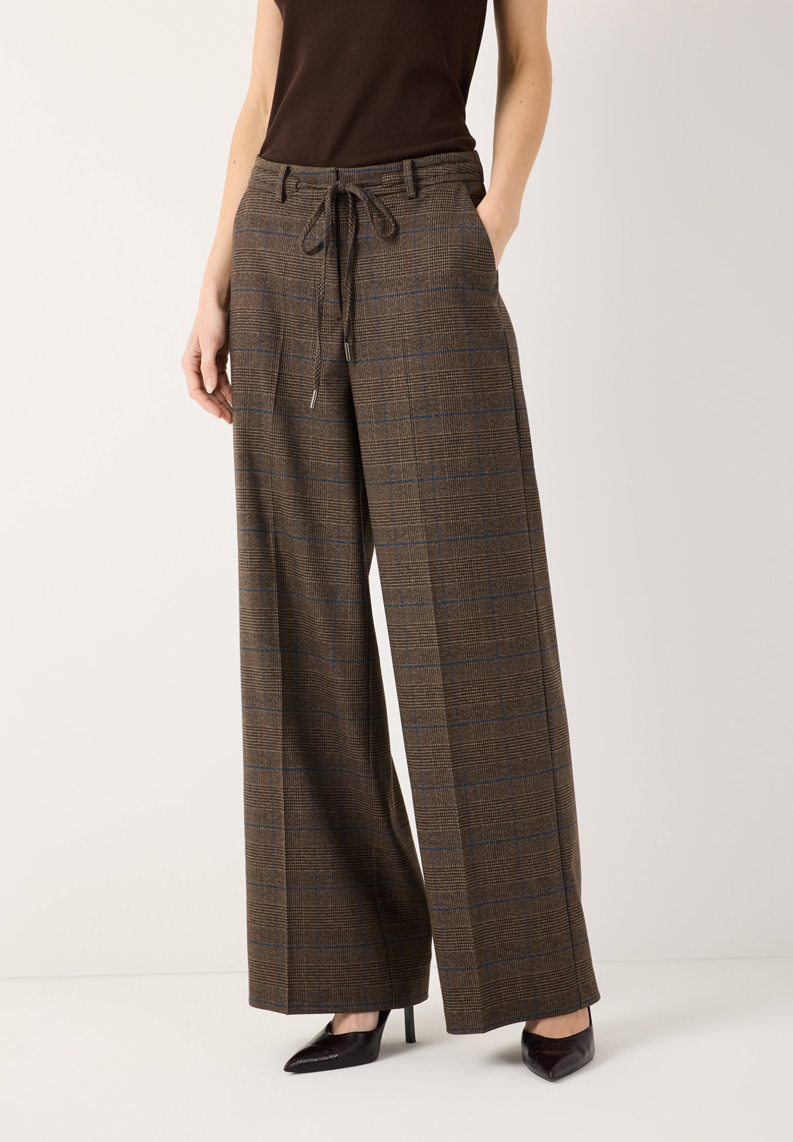 Glencheck Wide Leg Pants, melange check #3