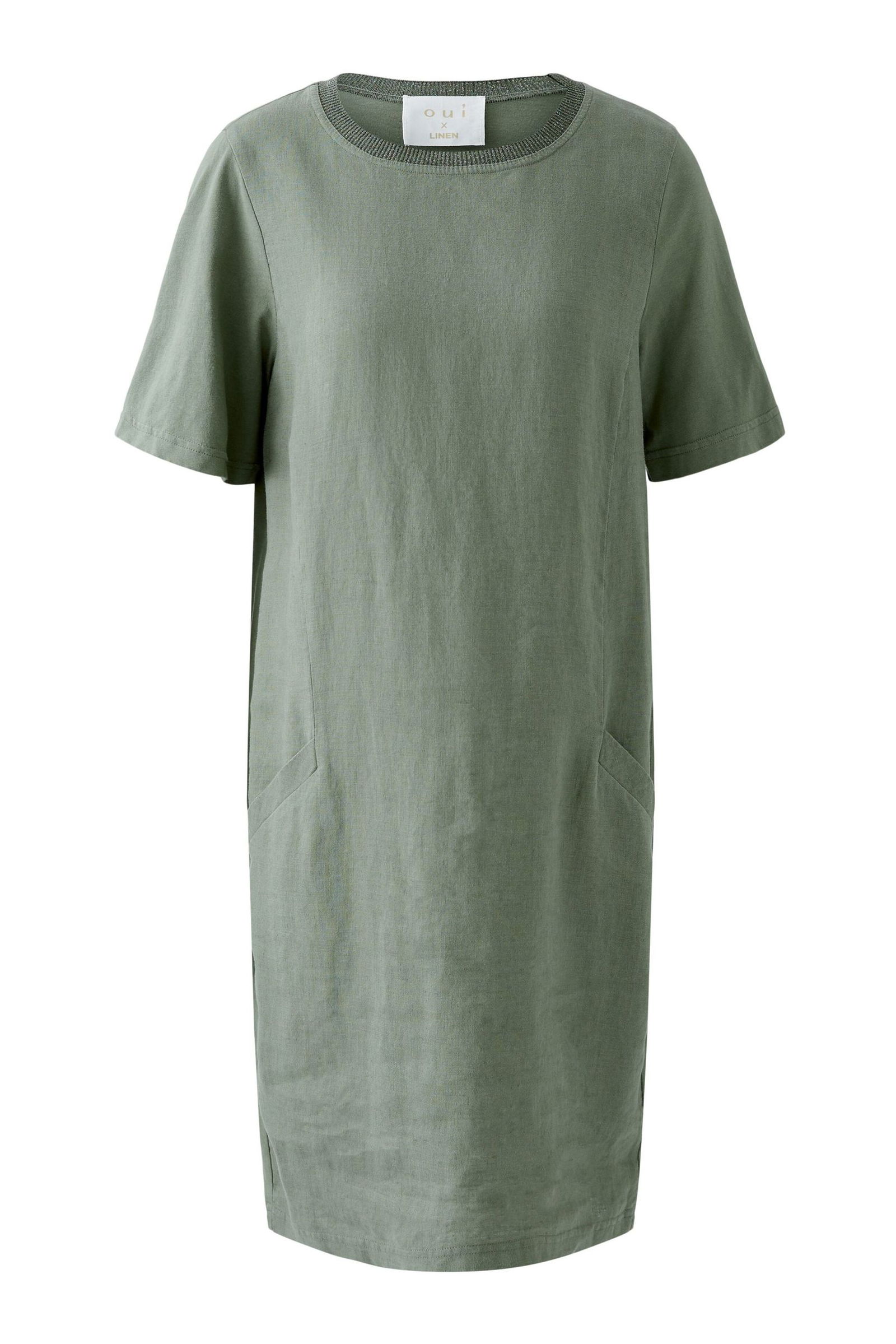 9540ad441369f3b07390cf560a33e6e4 Oui | Oui Kleid aus Leinen | 44 | shaded moss