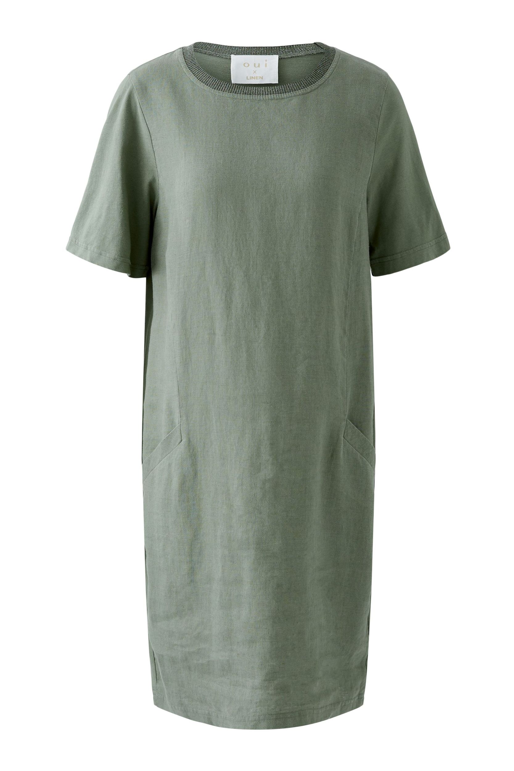 Oui |  Oui Kleid aus Leinen  | 44 | shaded moss
