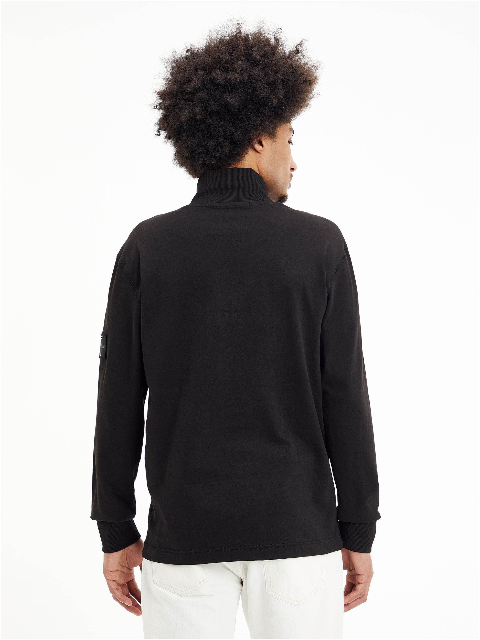 BADGE WAFFLE BLOCKING MOCK NECK