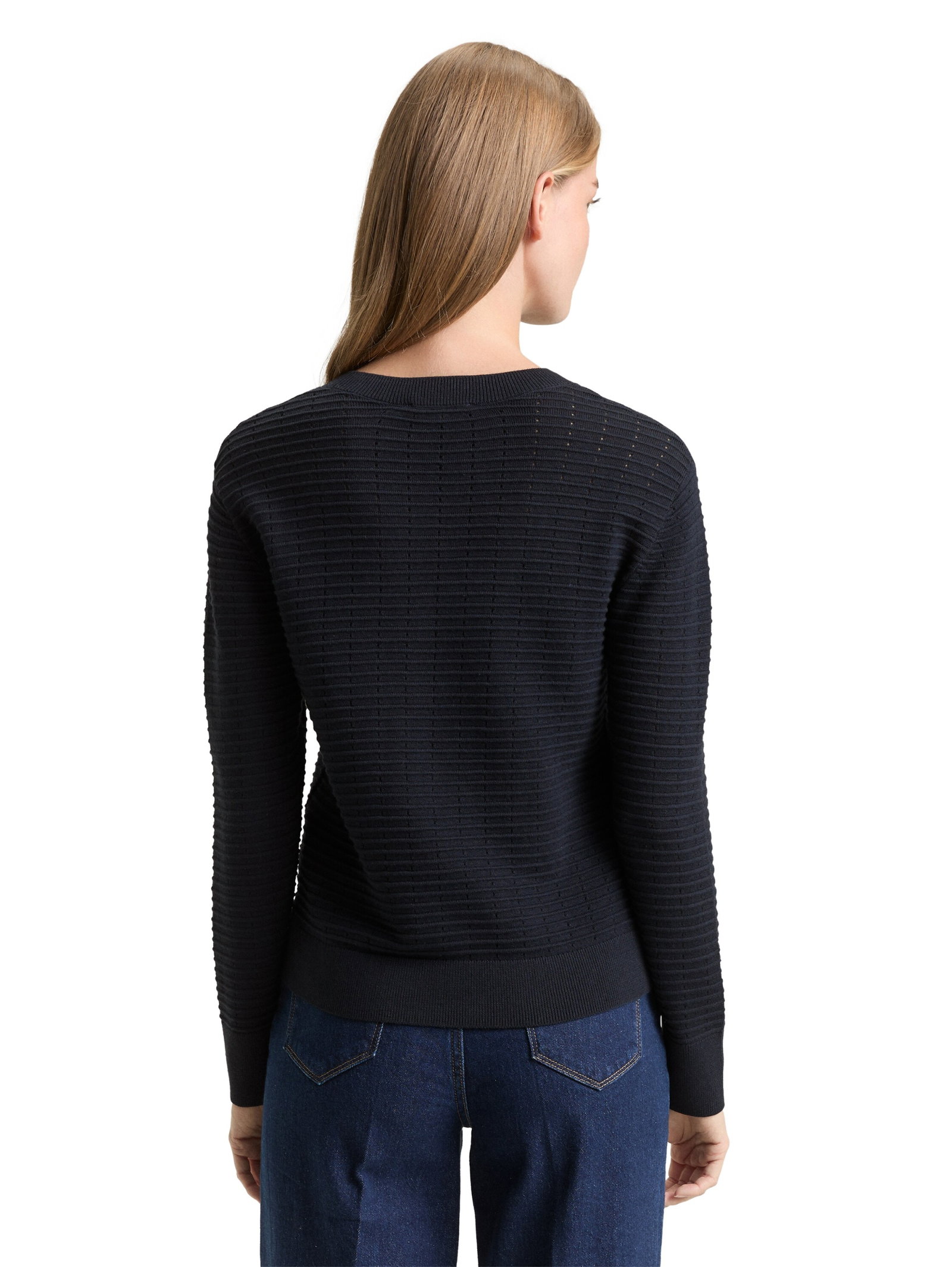 knit structured crew-neck pull, sky captain blue #4