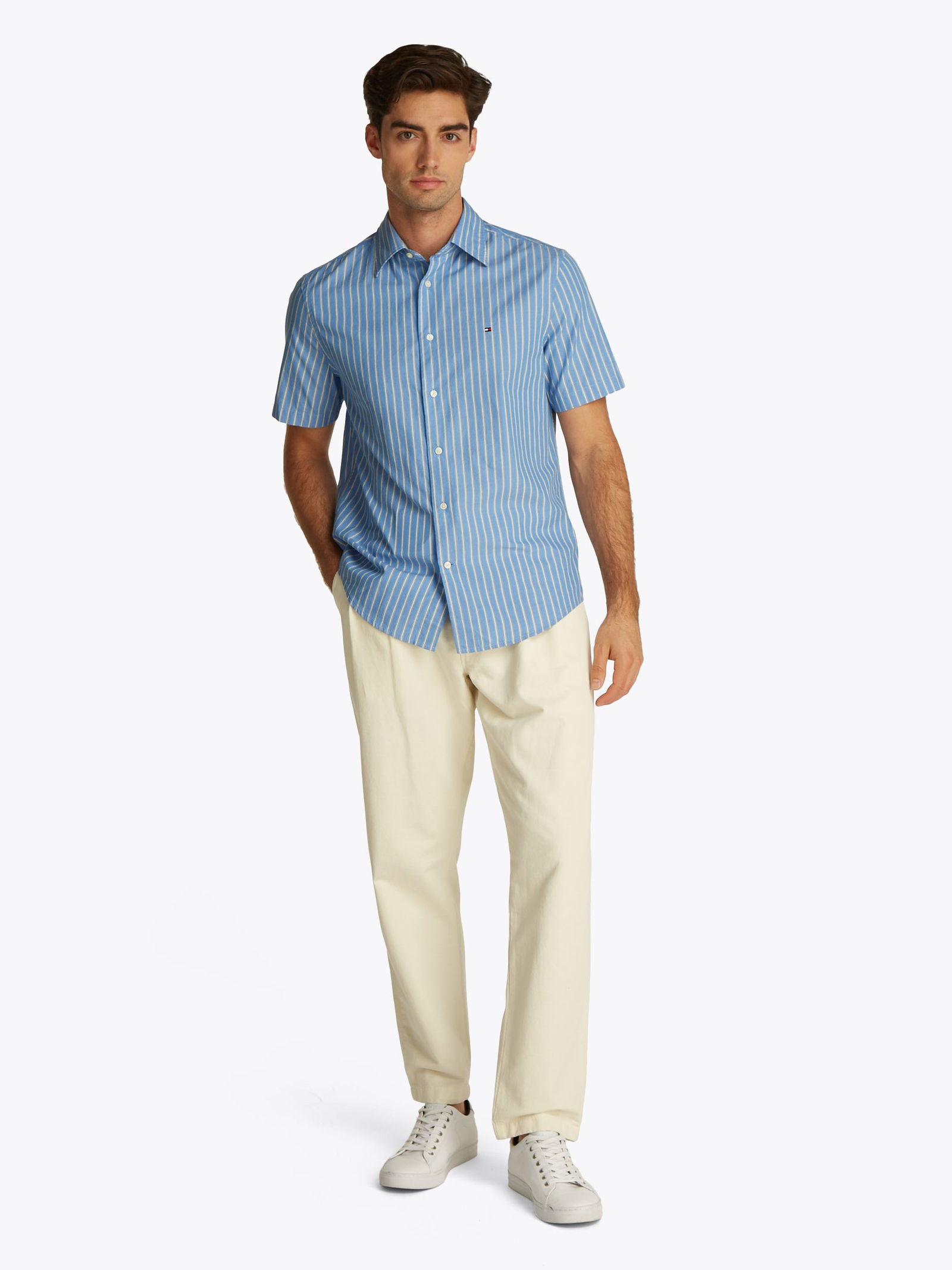 Tommy Hilfiger |  Tommy Hilfiger Hemd Regular Fit  | L | blue spell / stripe
