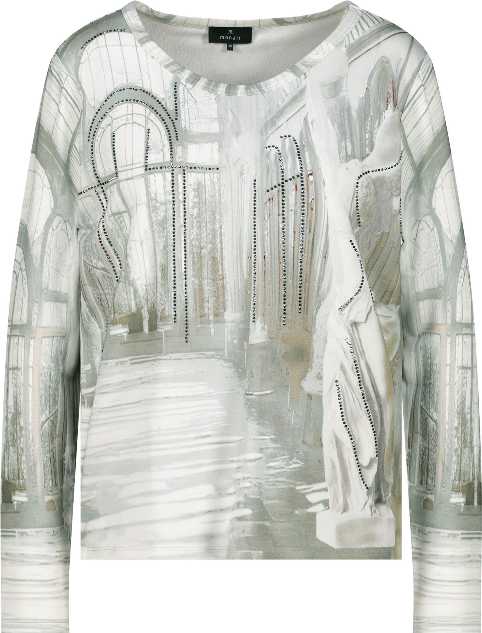 Monari |  Pullover, sage gemustert | 36