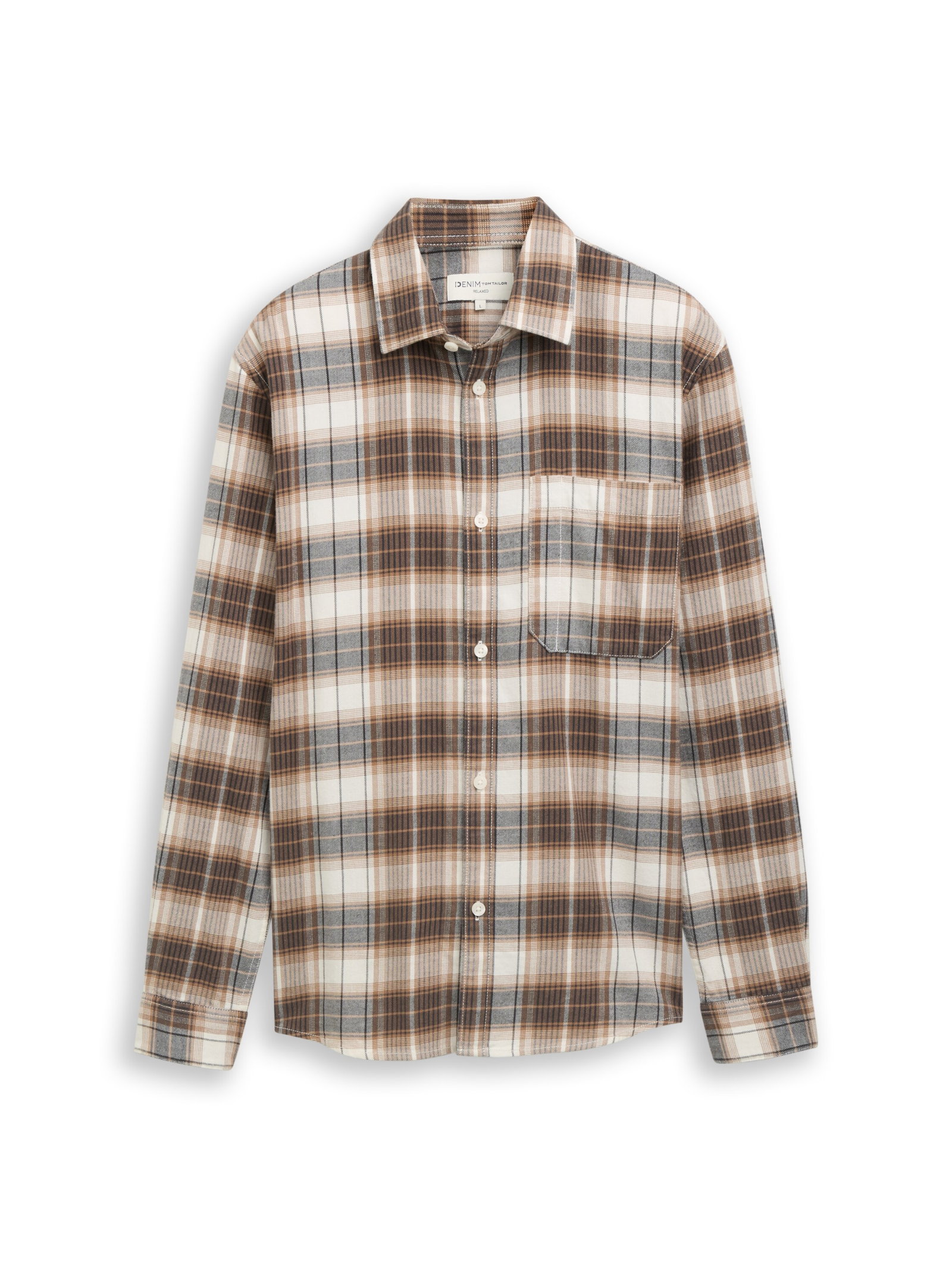 relaxed checked shirt, off white brown check #1