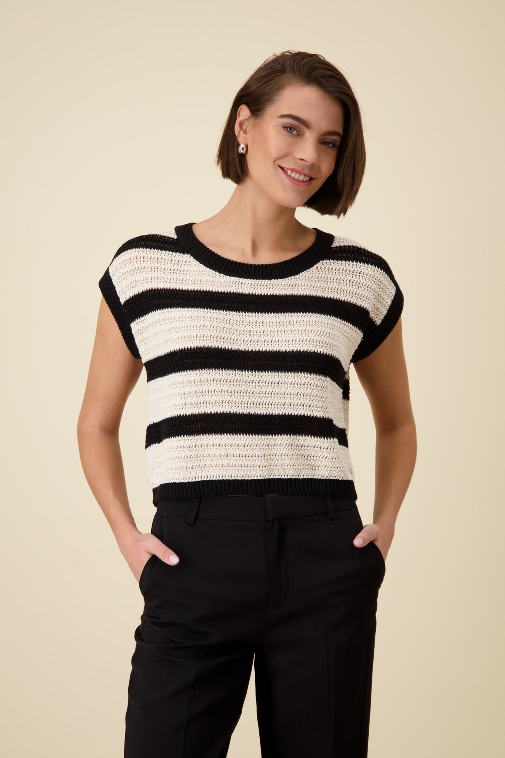 Monari |  Monari Pullover  | 36 | schwarz ringel