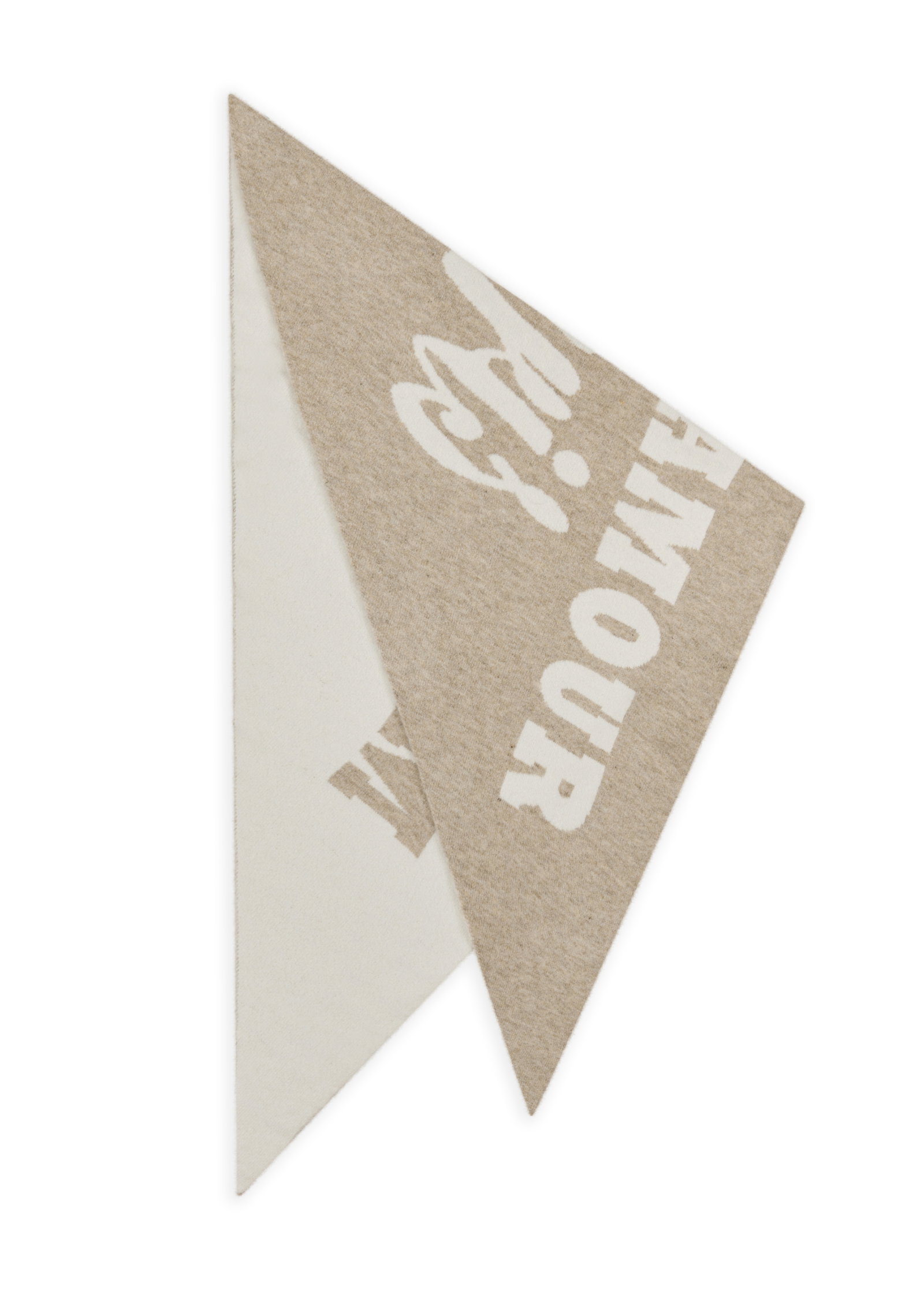 KNITTED TRIANGLE REC. POLYESTER MIX PARIS QUOTE beige-100X100X180CM, beige #2
