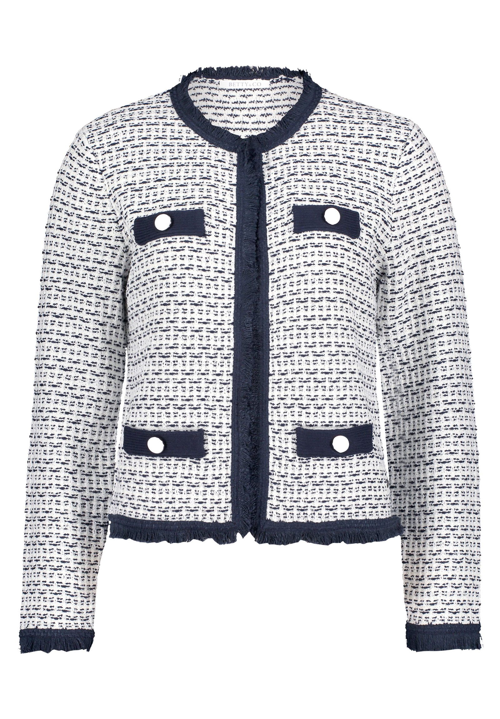 0dc80ff0b74d4acf7d36cfb9239599ba Betty & CO | Betty & CO Kurzblazer | 44 | weiß/dunkelblau
