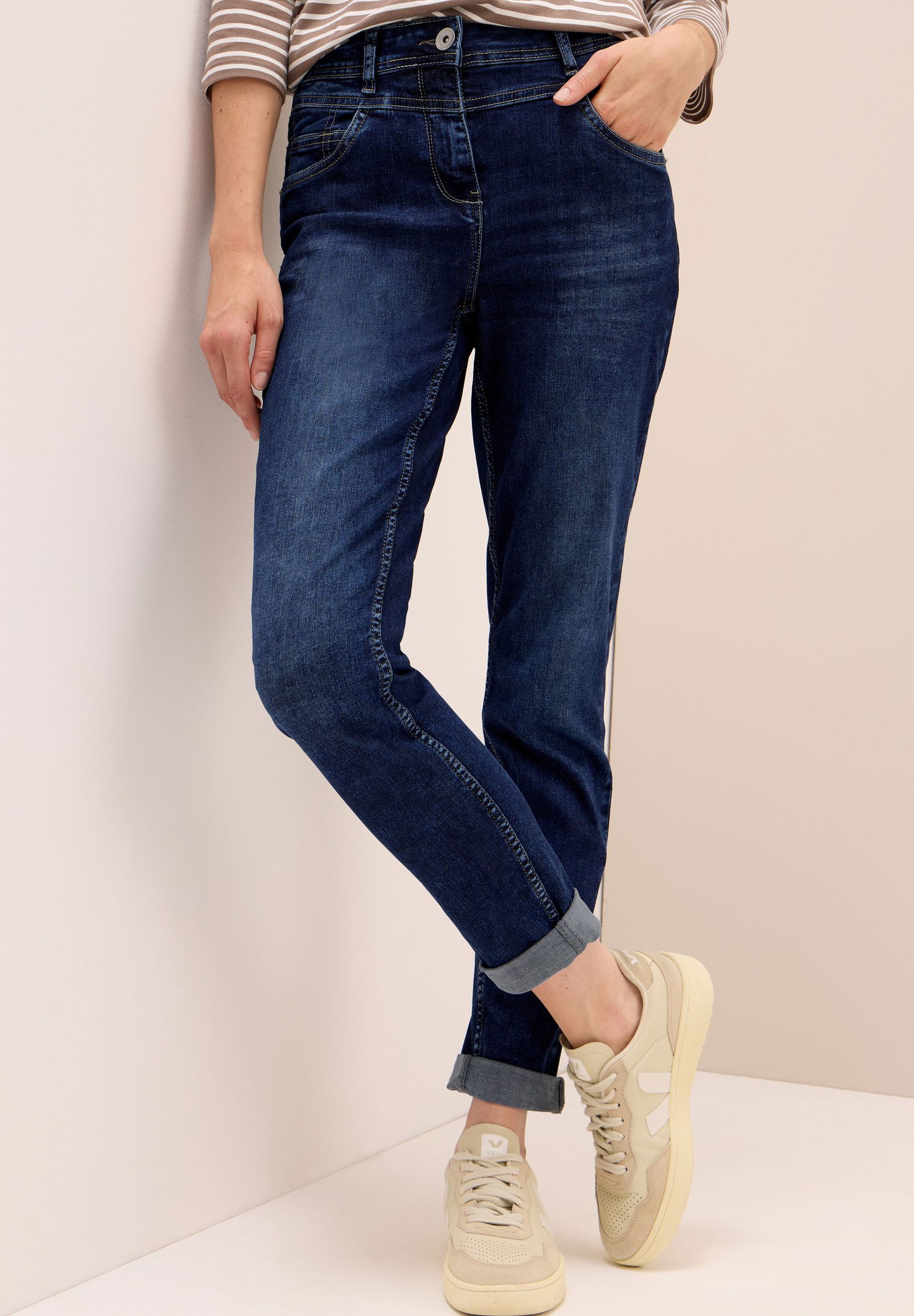 CECIL | CECIL Straight Leg Jeans | 30/32 | mid blue used wash