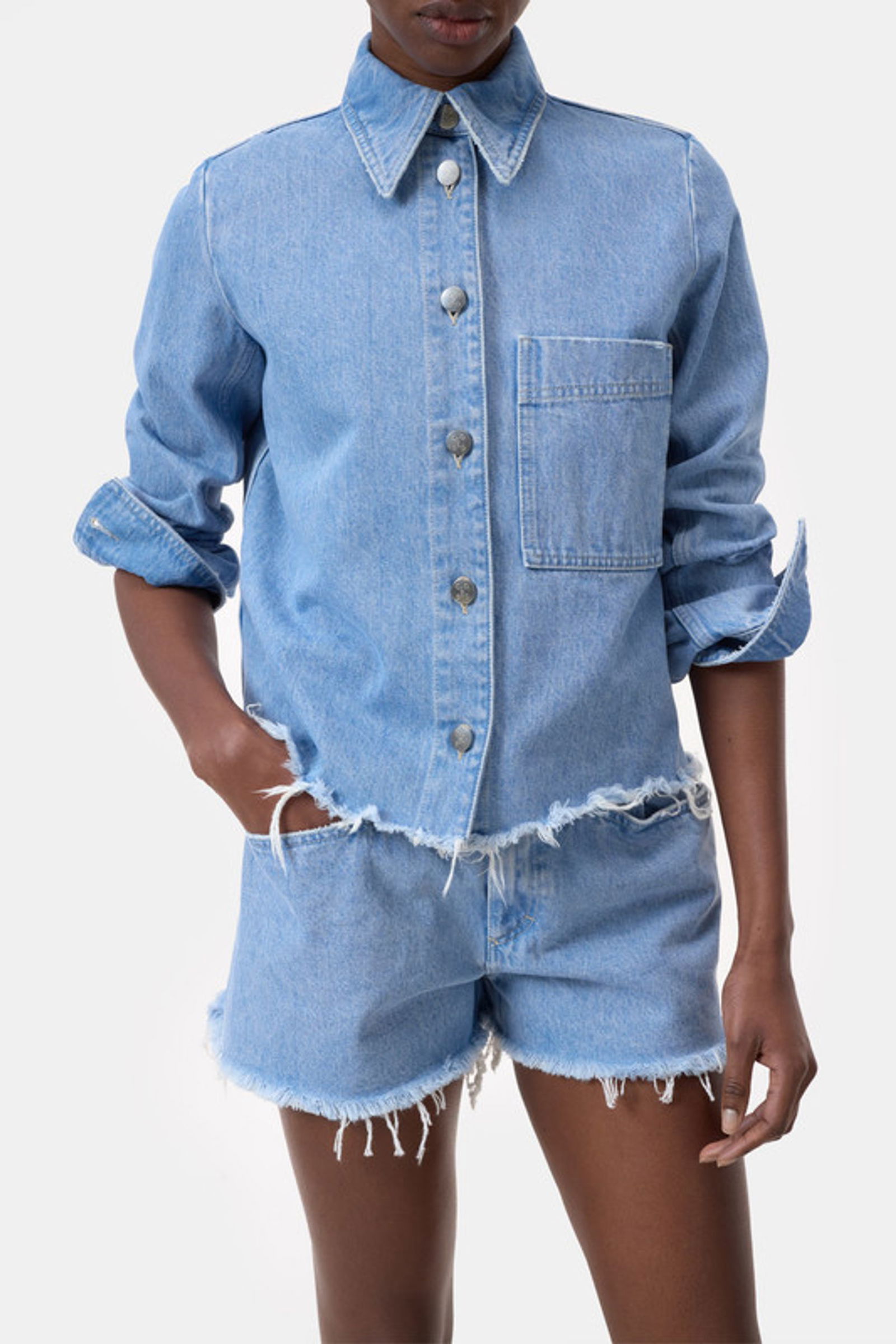 cf82d49045c44489eed7c7103c9fc429 Closed |  Closed Hemdjacke aus kräftigem Rigid Denim | M | hellblau