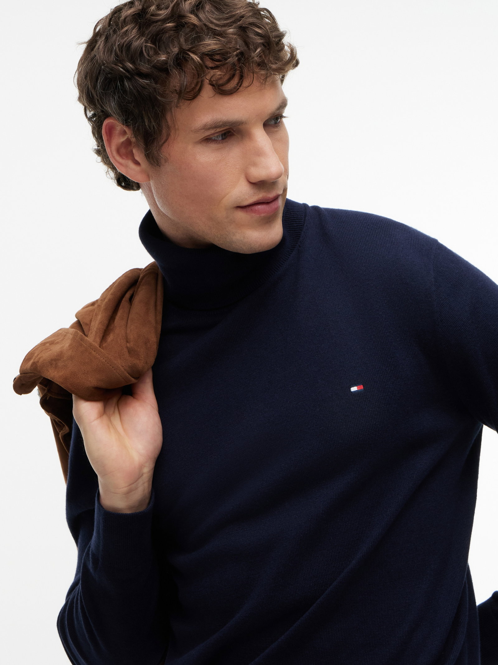 PIMA ORG CTN CASHMERE ROLL NECK, BLUE #3