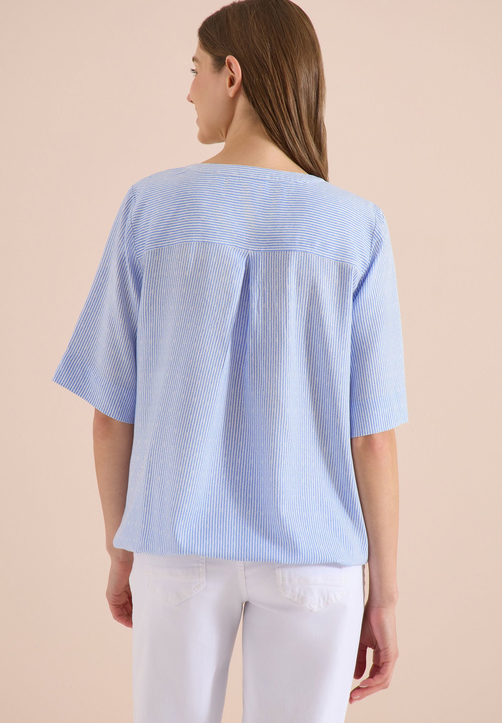 |  TOS Printed Stripe Blouse, blouse blue | L | blouse blue